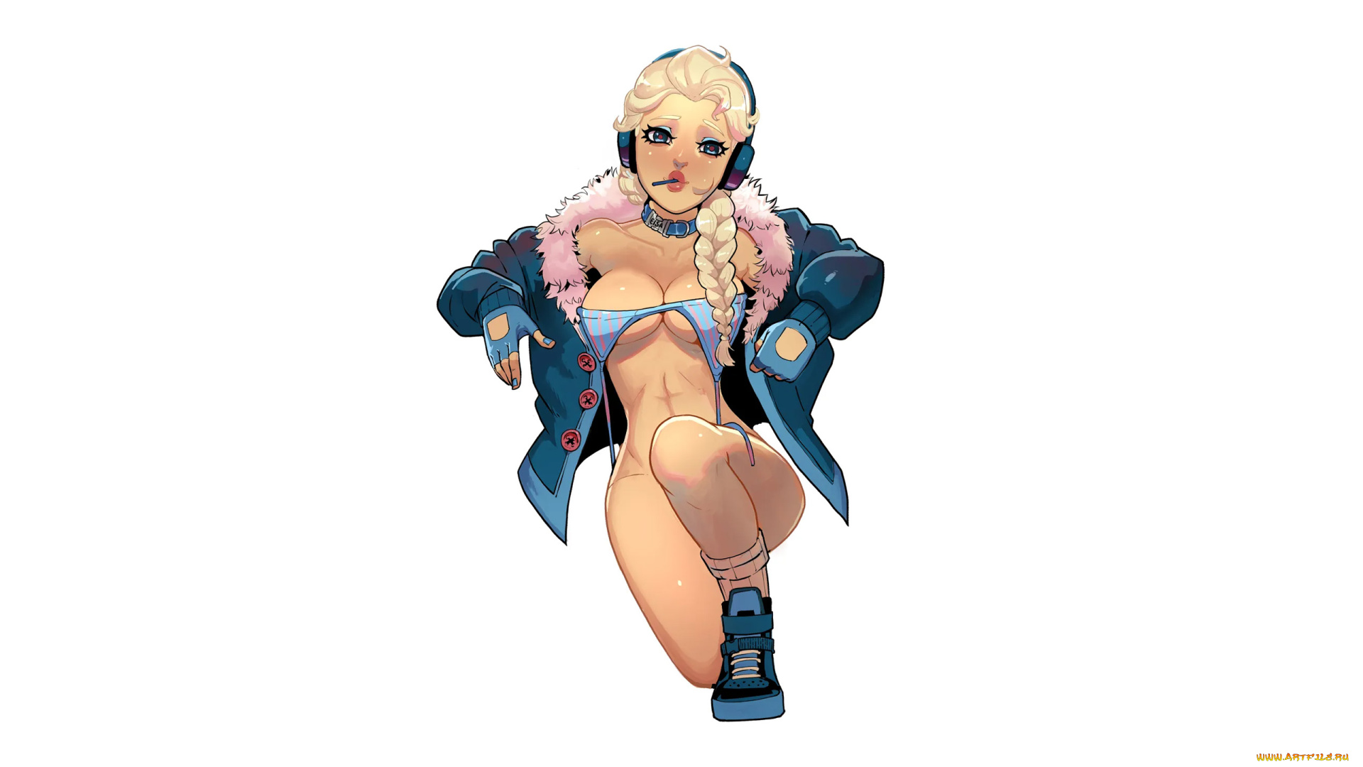 рисованное, люди, красивая, девушка