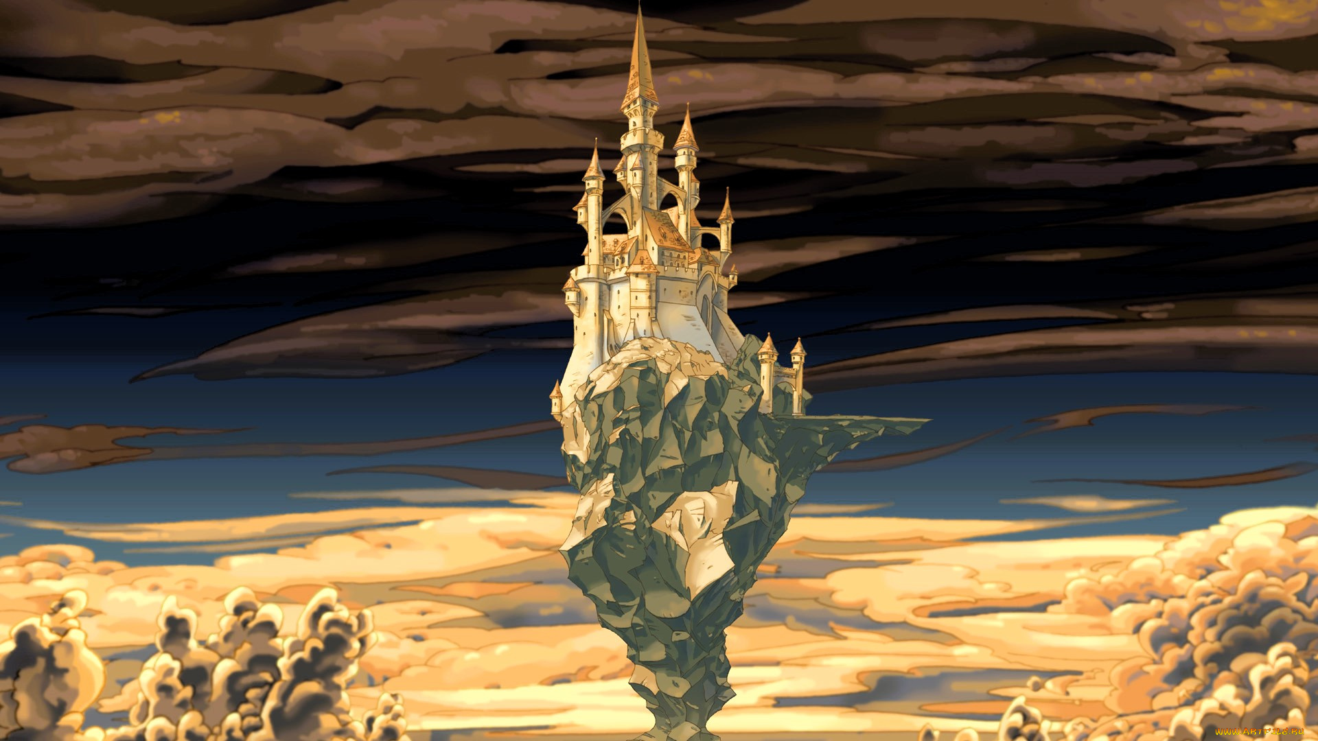 видео, игры, the, whispered, world, замок, скала, тучи