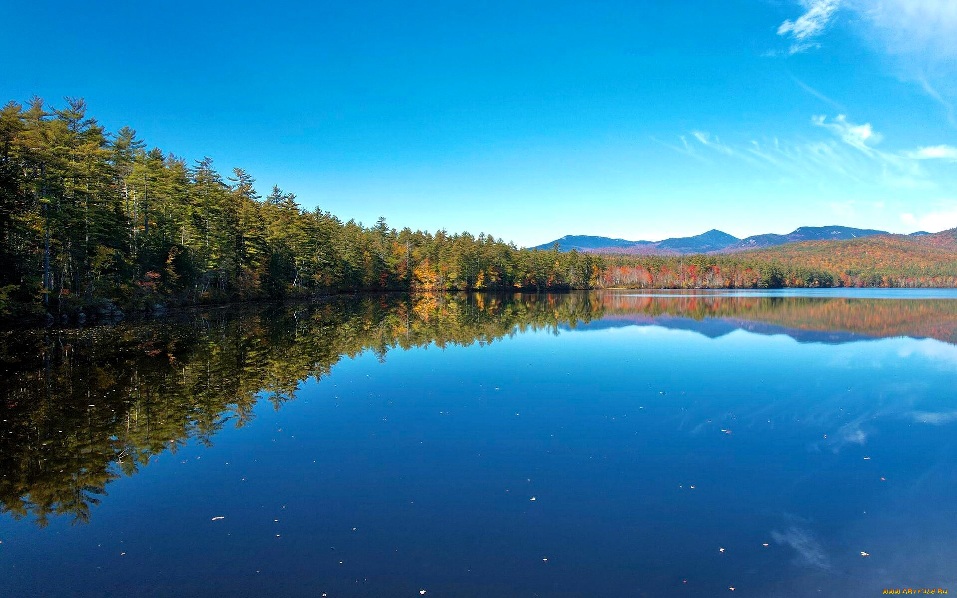 природа, реки, озера, лес, осень, горы, озеро