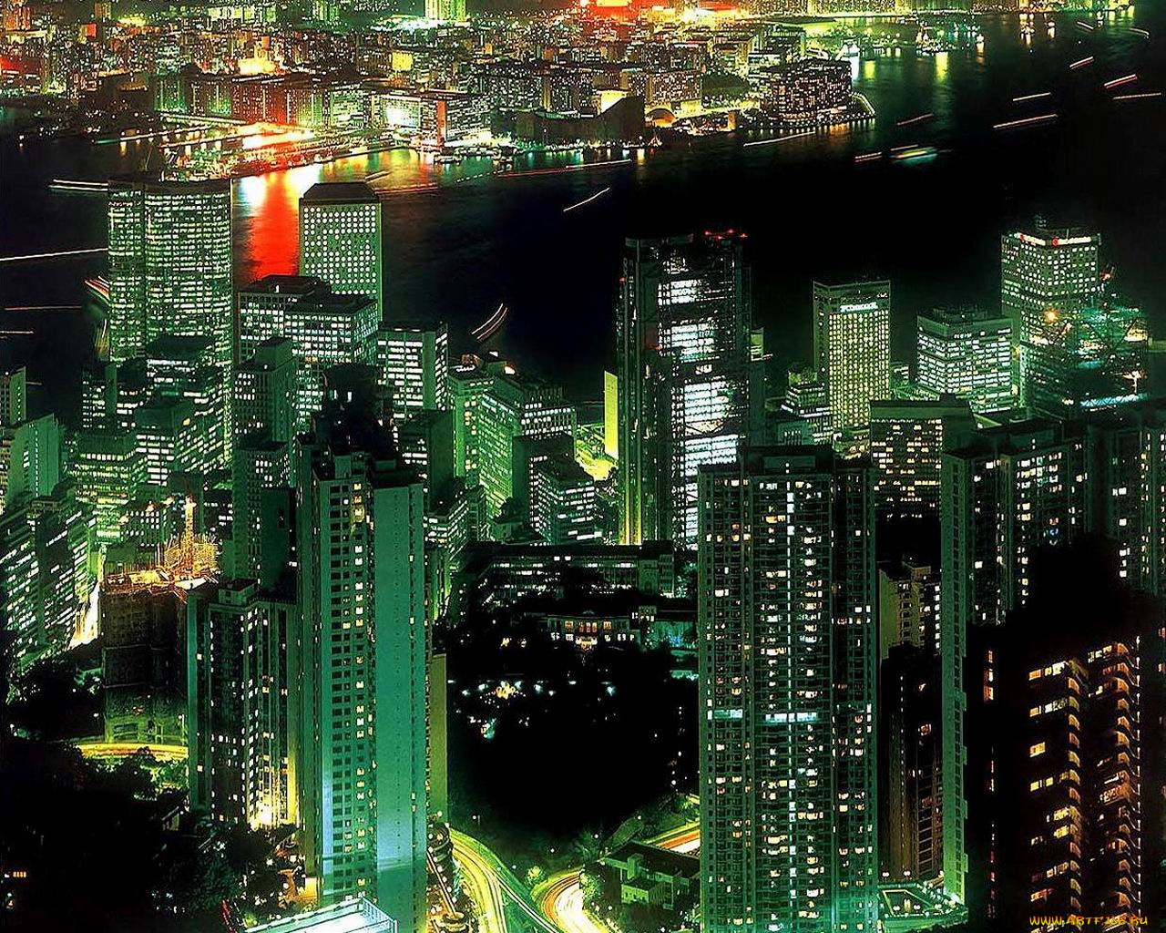 города, огни, ночного