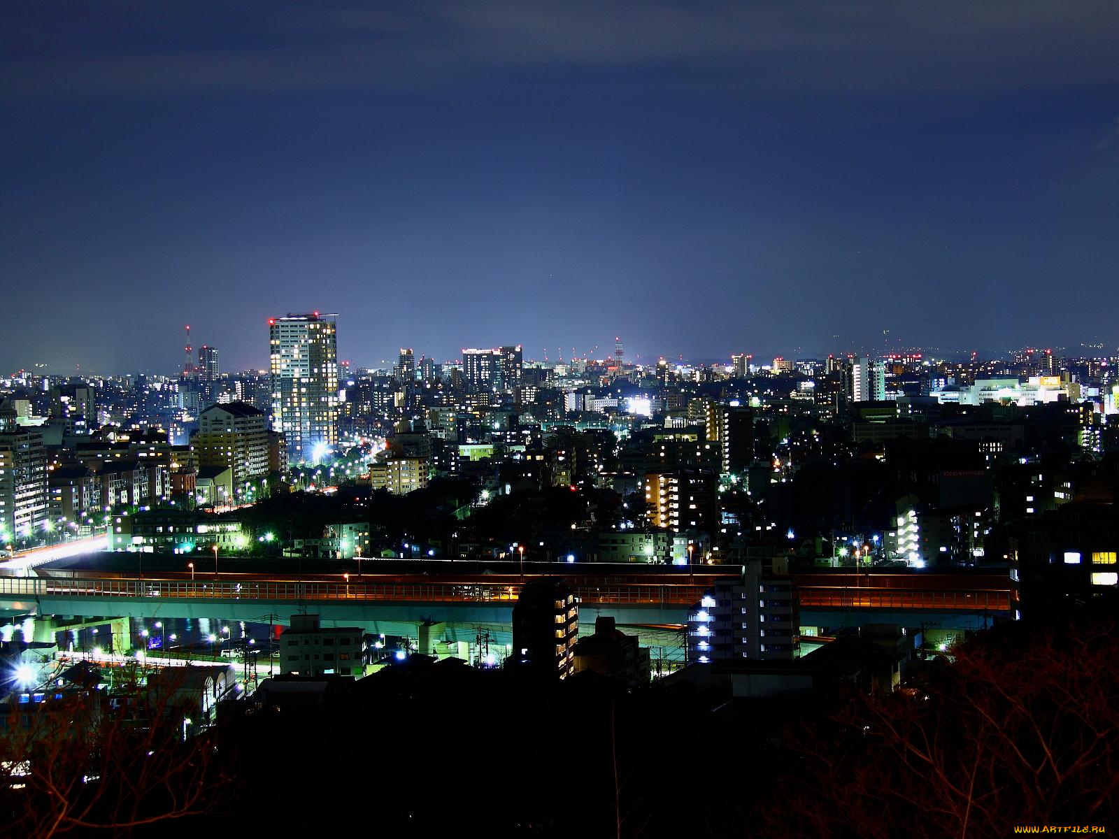 города, огни, ночного