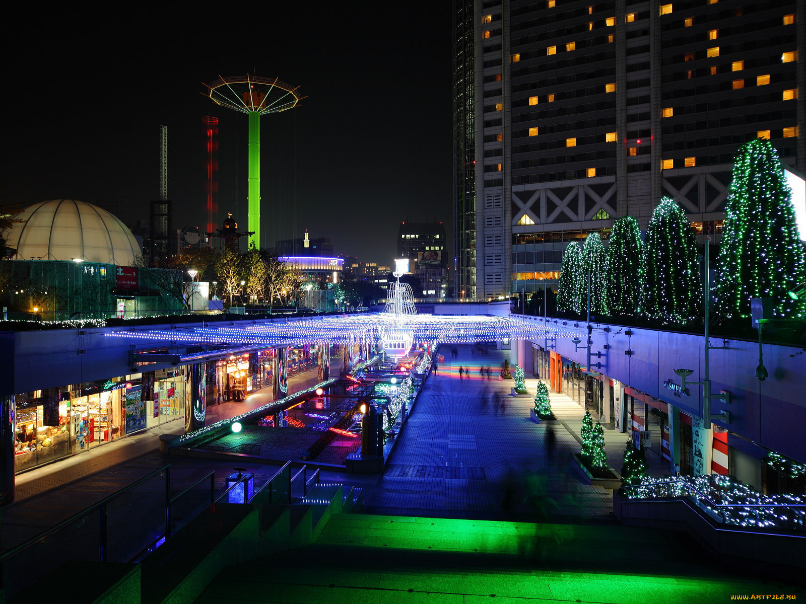 города, огни, ночного