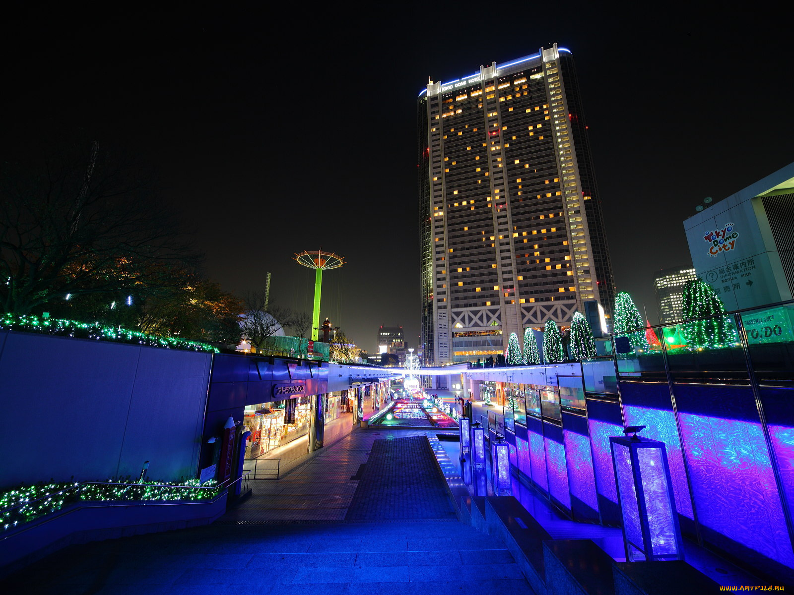 города, огни, ночного