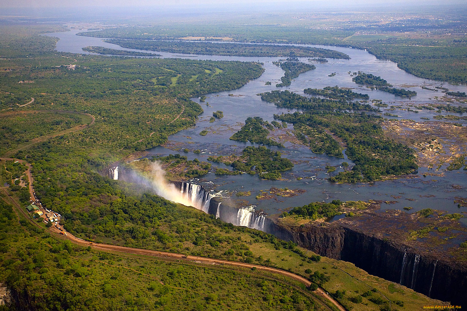 victoria, falls, природа, водопады, дорога, река