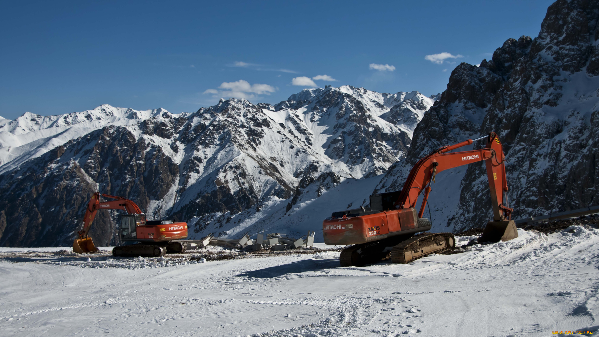 техника, экскаваторы, горы
