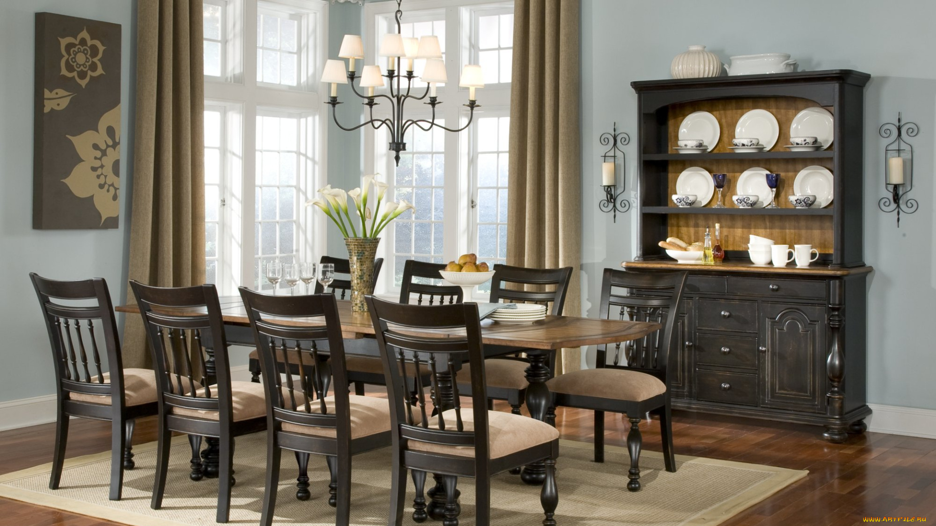 интерьер, столовая, стулья, стол