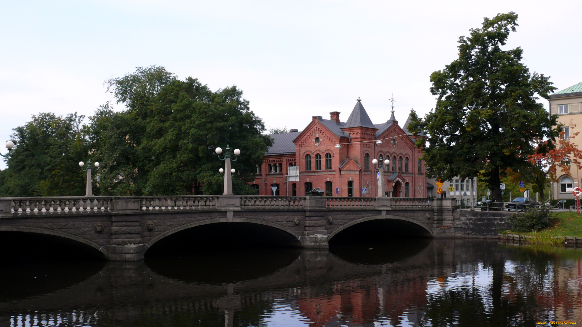 швеция, оrebro, города, мосты, мост, река, дома