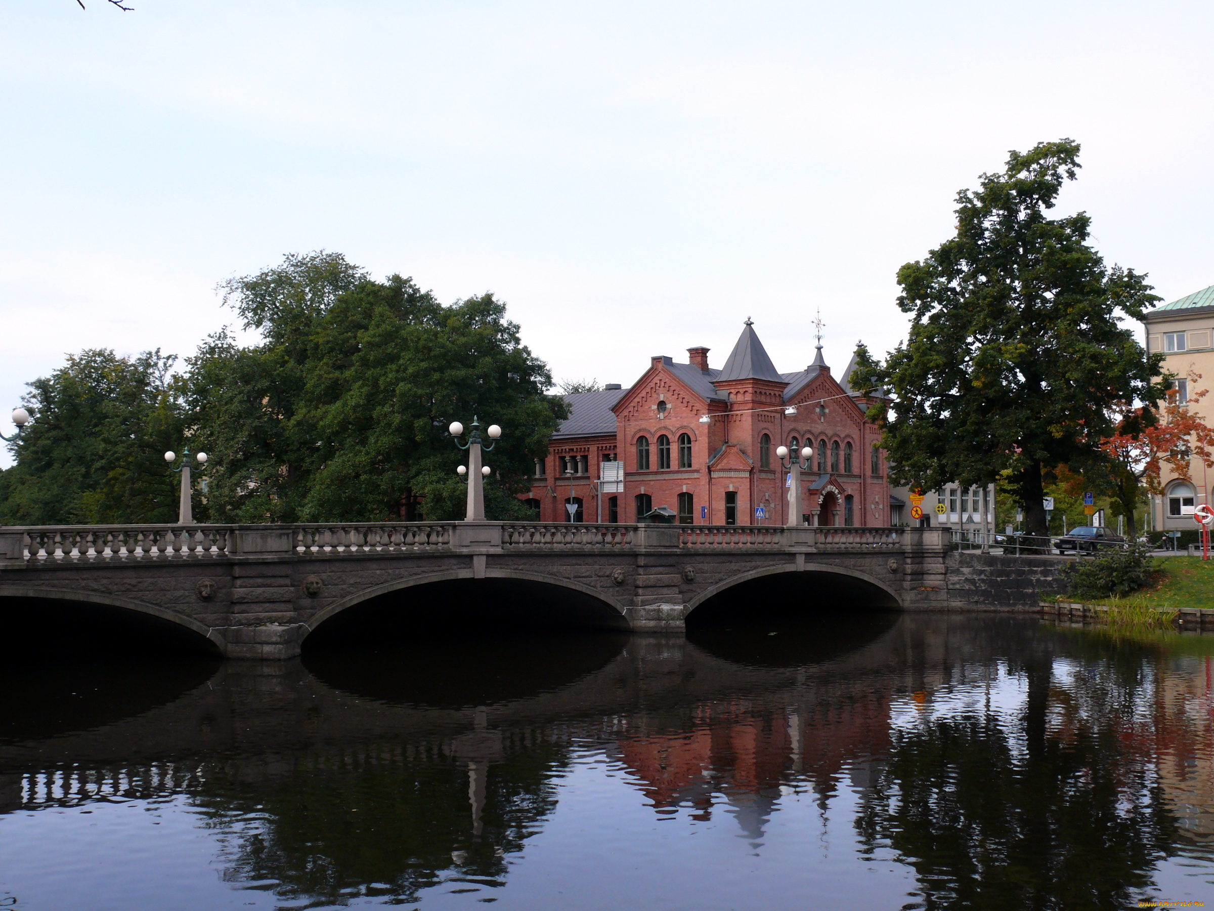 швеция, оrebro, города, мосты, мост, река, дома