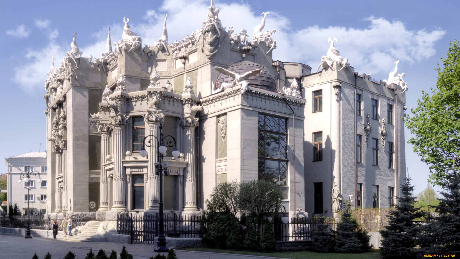 дом, химерами, города, киев, украина, химеры, архитектура