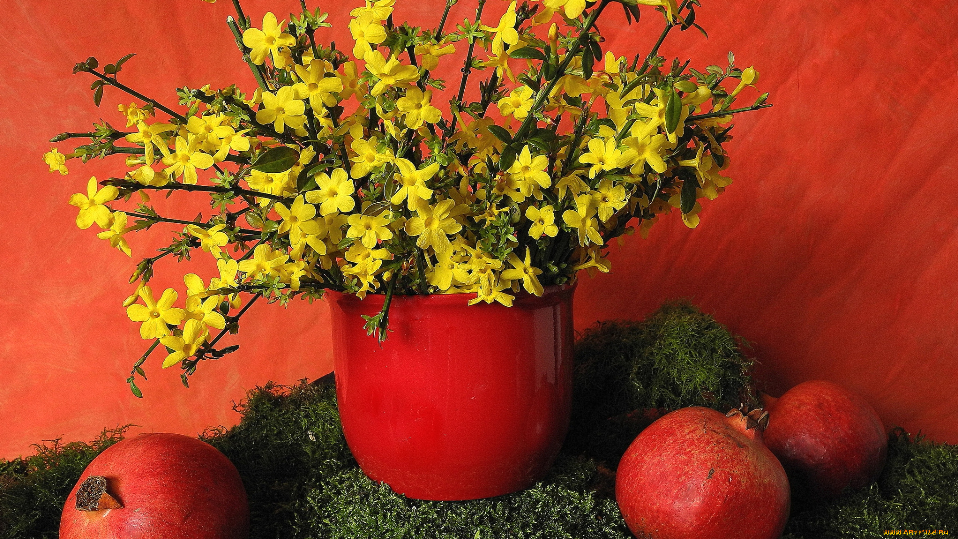 еда, гранат, цветы, плоды