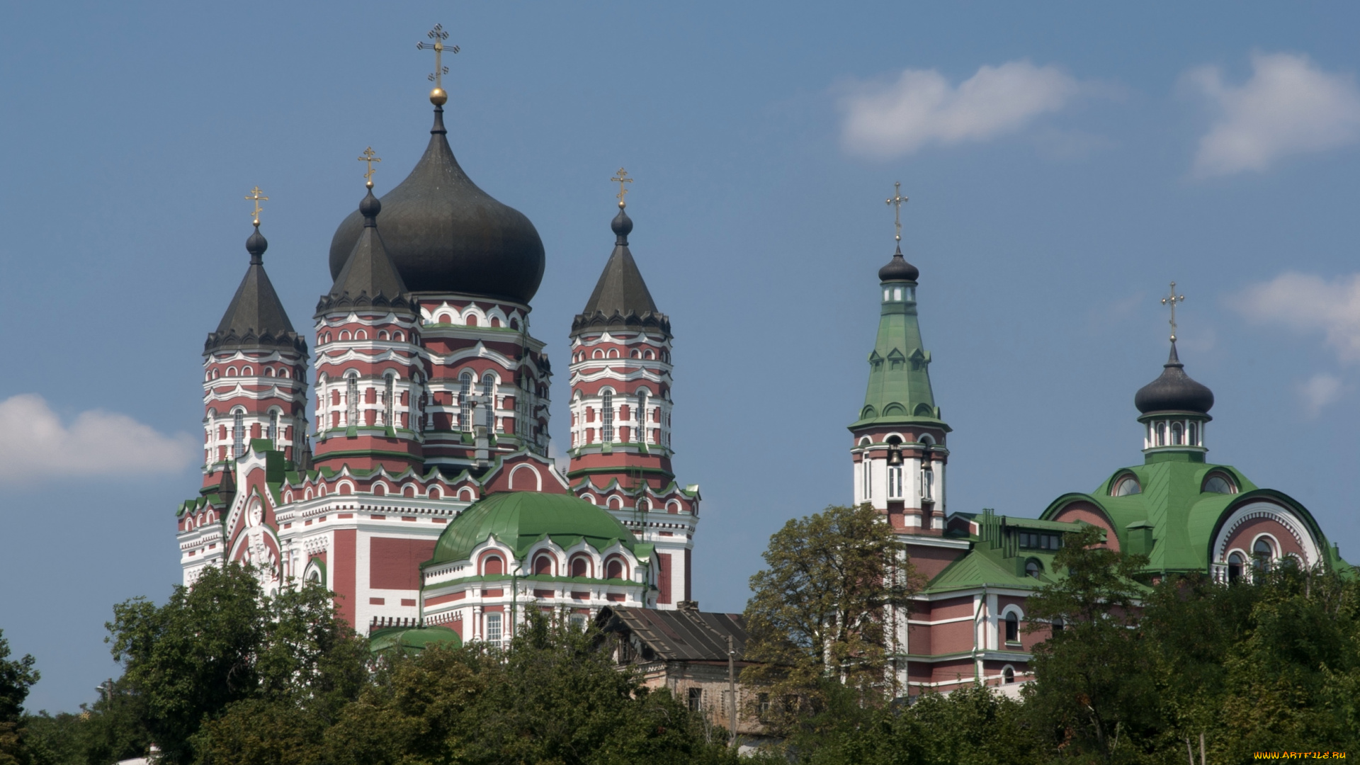 свято, пантелеймоновский, женский, монастырь, города, киев, украина, купола, монастырб