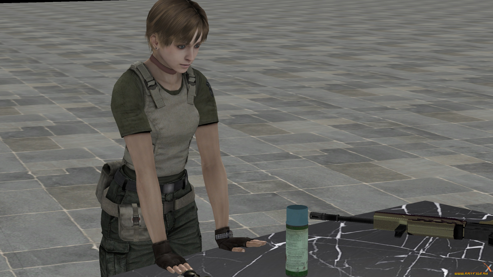 3д, графика, аниме, , anime, оружие, фон, взгляд, девушка