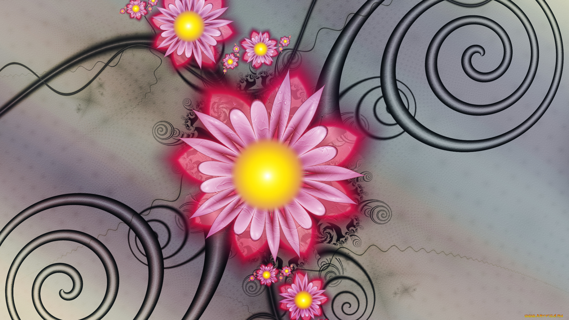 3д, графика, цветы, , flowers, цвета, фон, узор