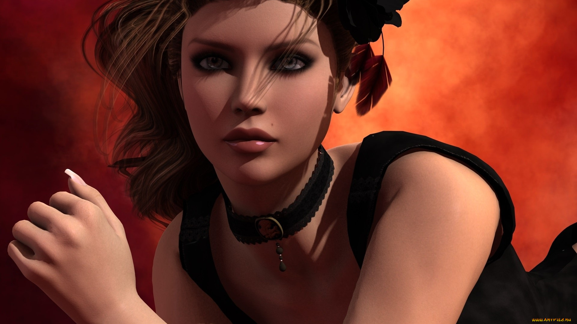 3д, графика, портрет, , portraits, фон, взгляд, девушка