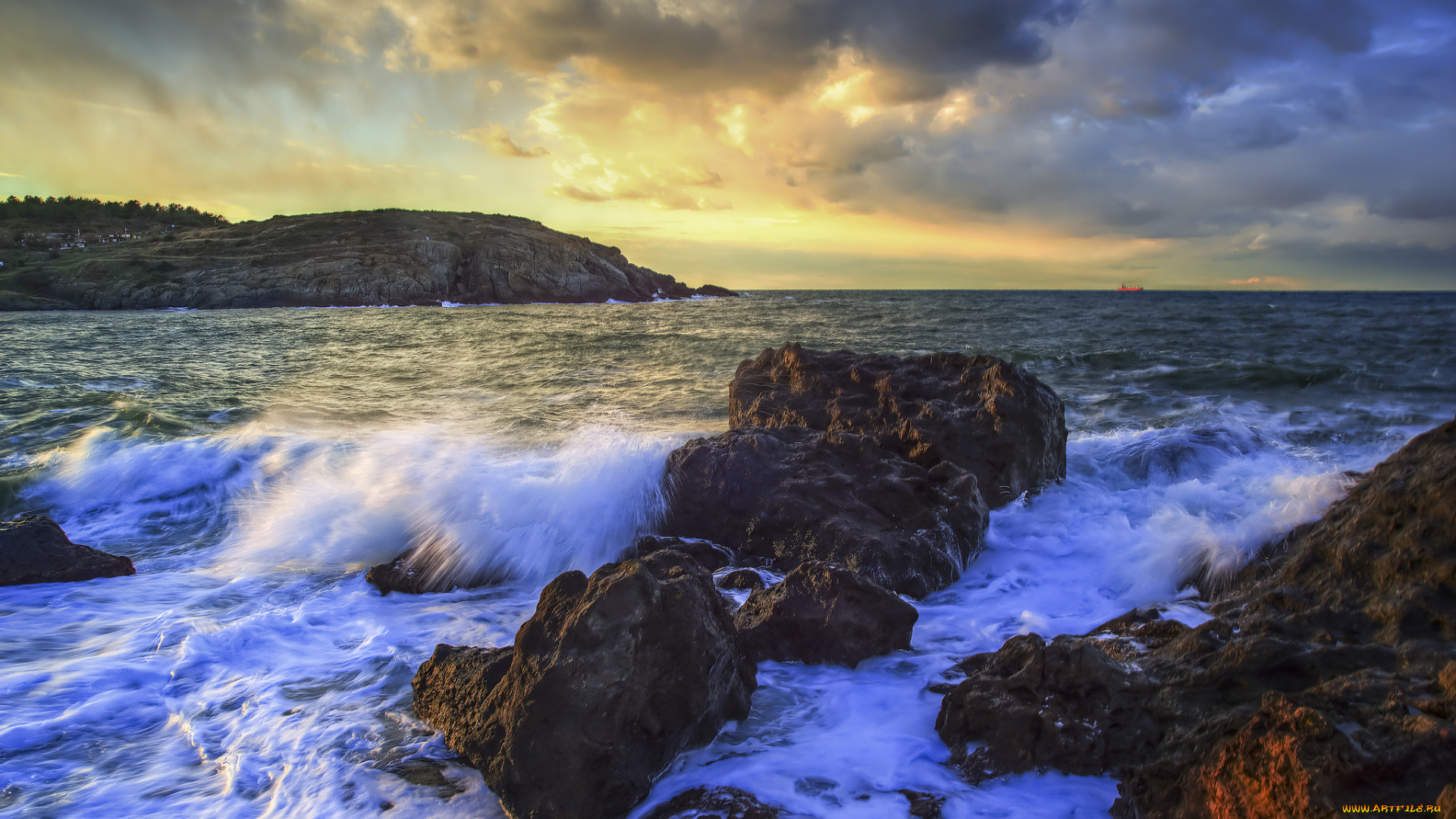 природа, побережье, прибой, скалы, океан