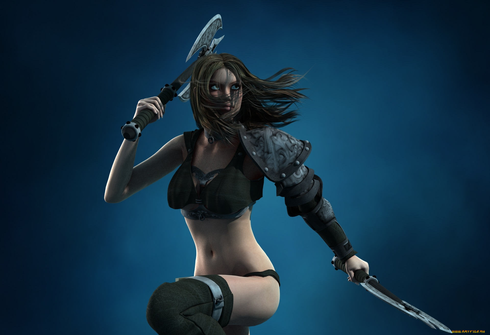 3д, графика, амазонки, , amazon, девушка, взгляд, фон, оружие