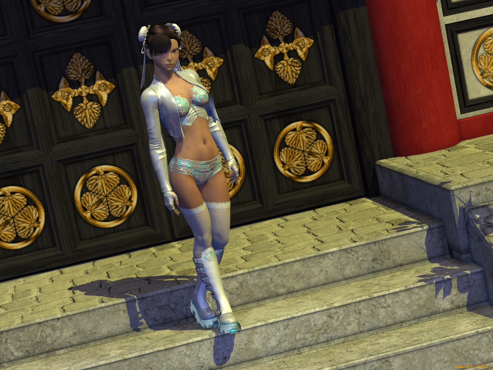 3д, графика, люди, , people, фон, взгляд, девушка, дверь, лестница