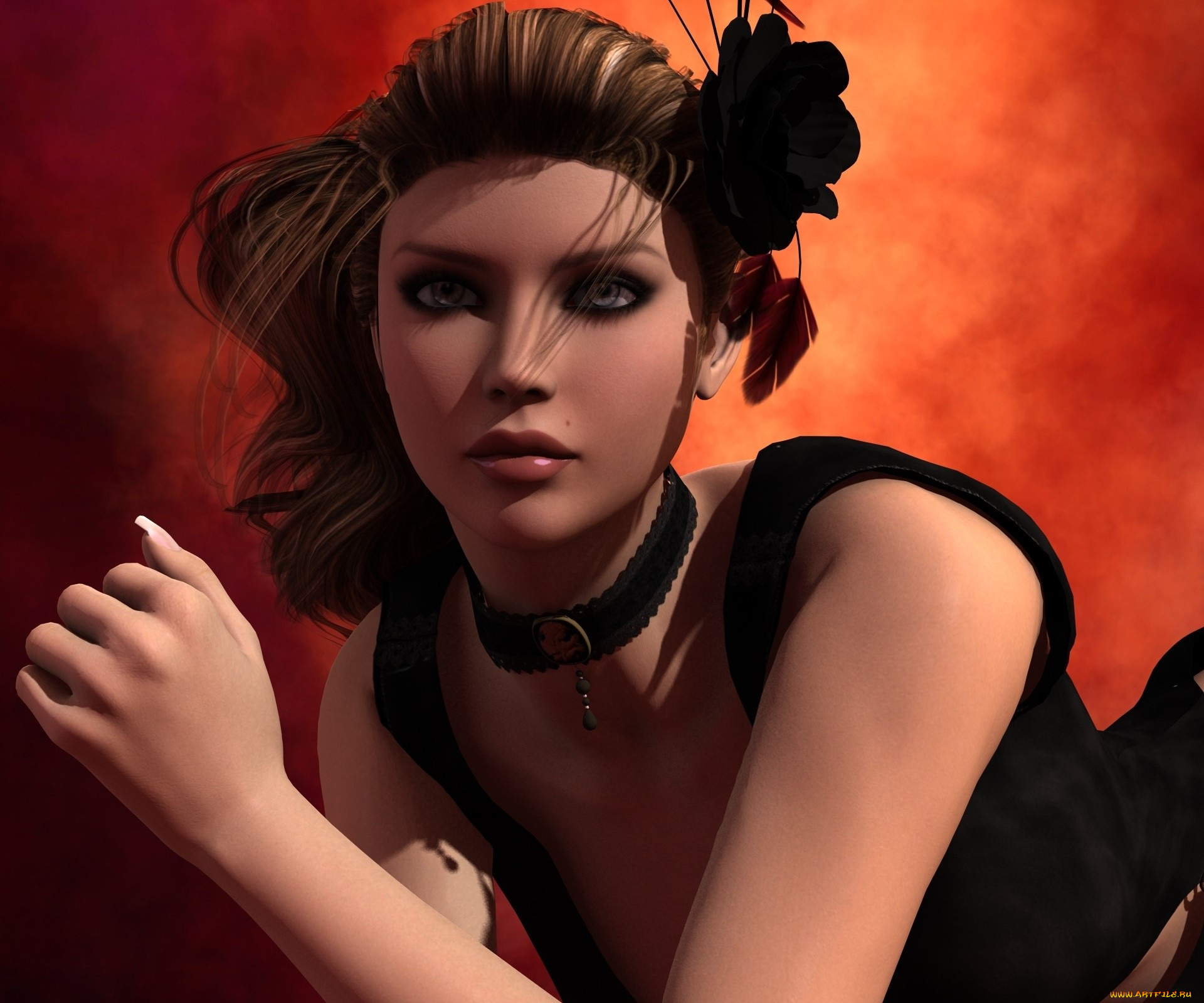 3д, графика, портрет, , portraits, фон, взгляд, девушка