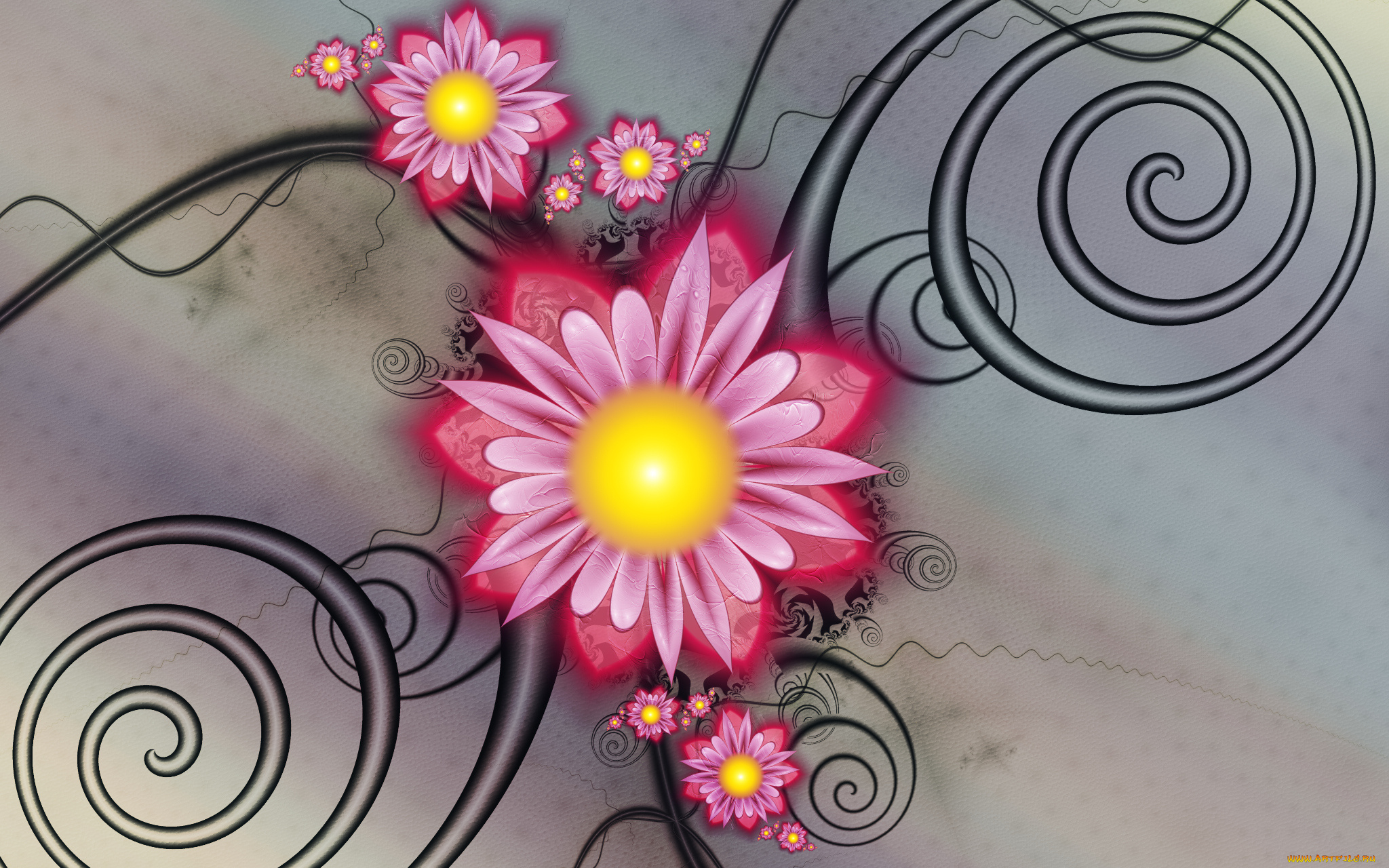 3д, графика, цветы, , flowers, цвета, фон, узор