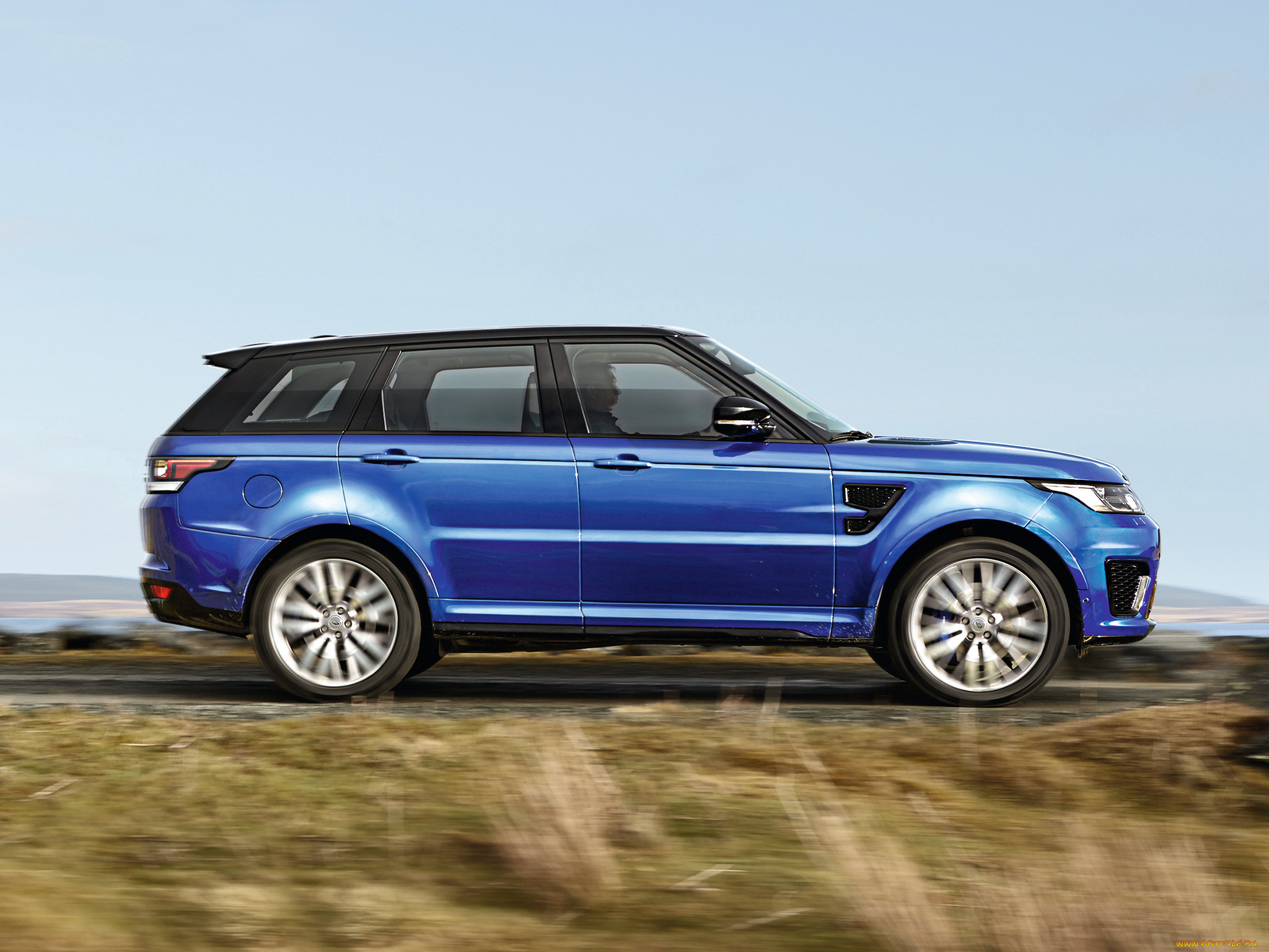 автомобили, range, rover, синий, sport, range, rover, 2014г, svr