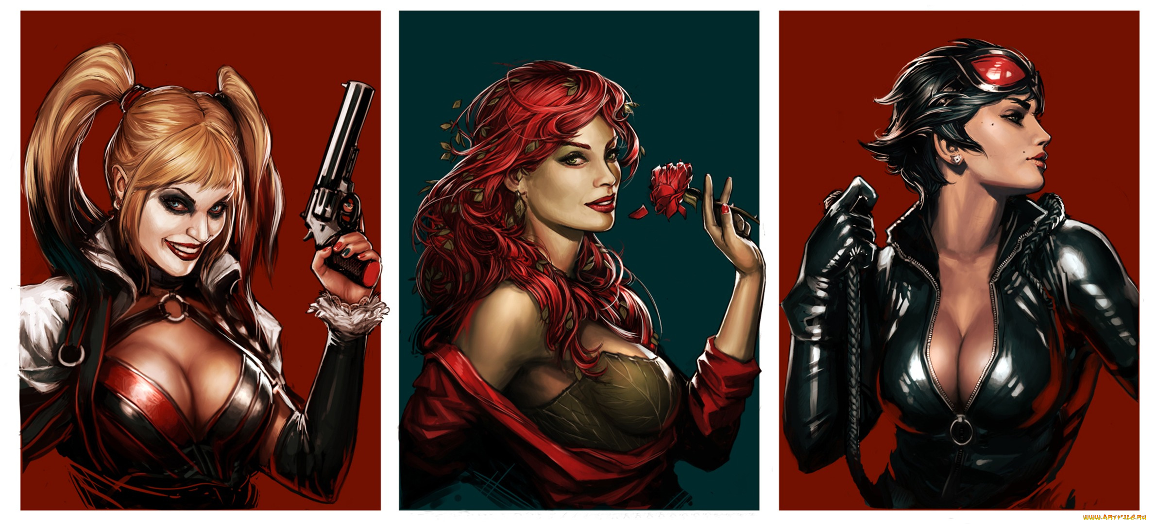 рисованное, комиксы, poison, ivy, catwoman, selina, kyle, batman, dc, comics, Ядовитый, плющ, harley, quinn