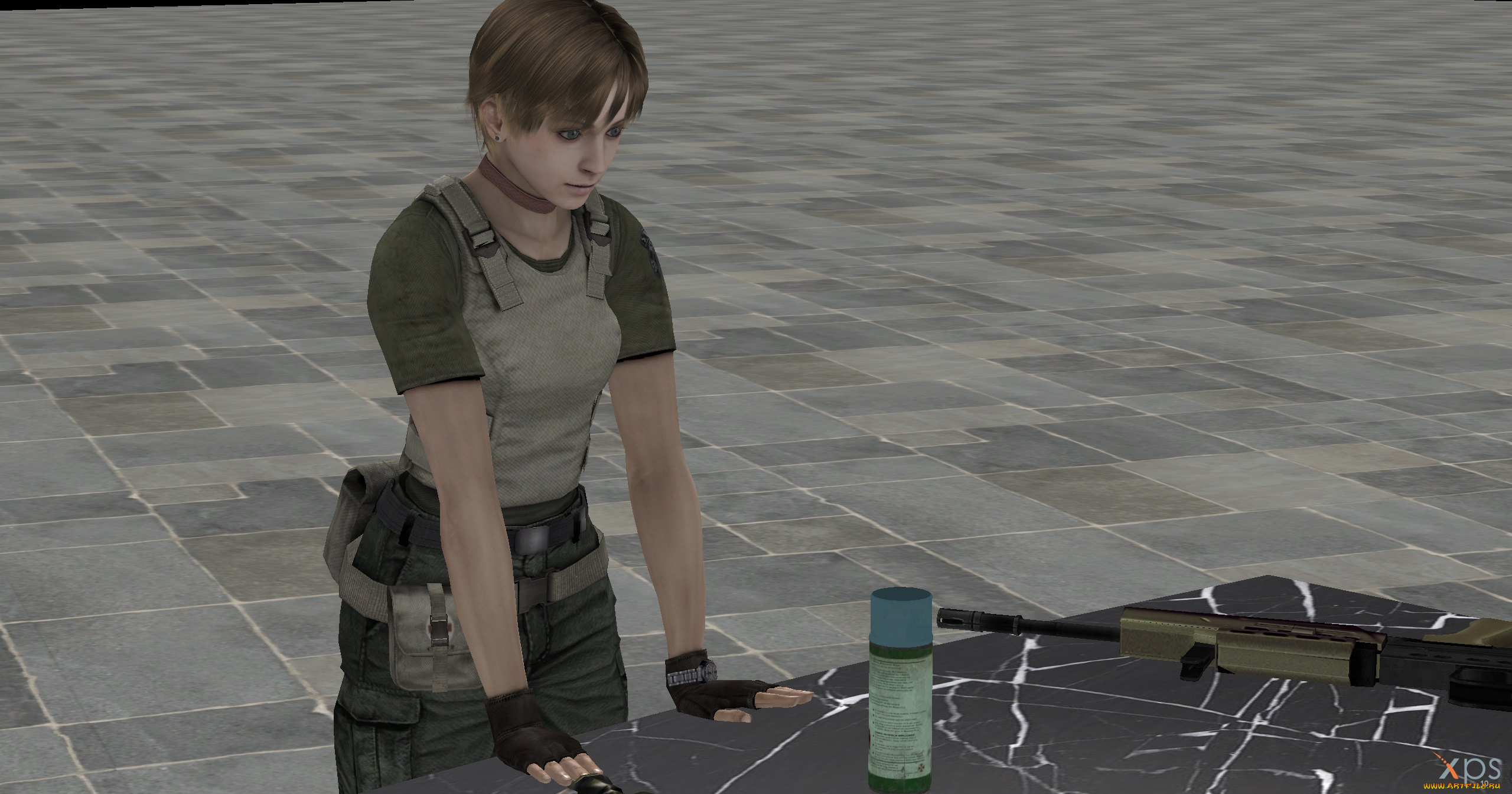 3д, графика, аниме, , anime, оружие, фон, взгляд, девушка