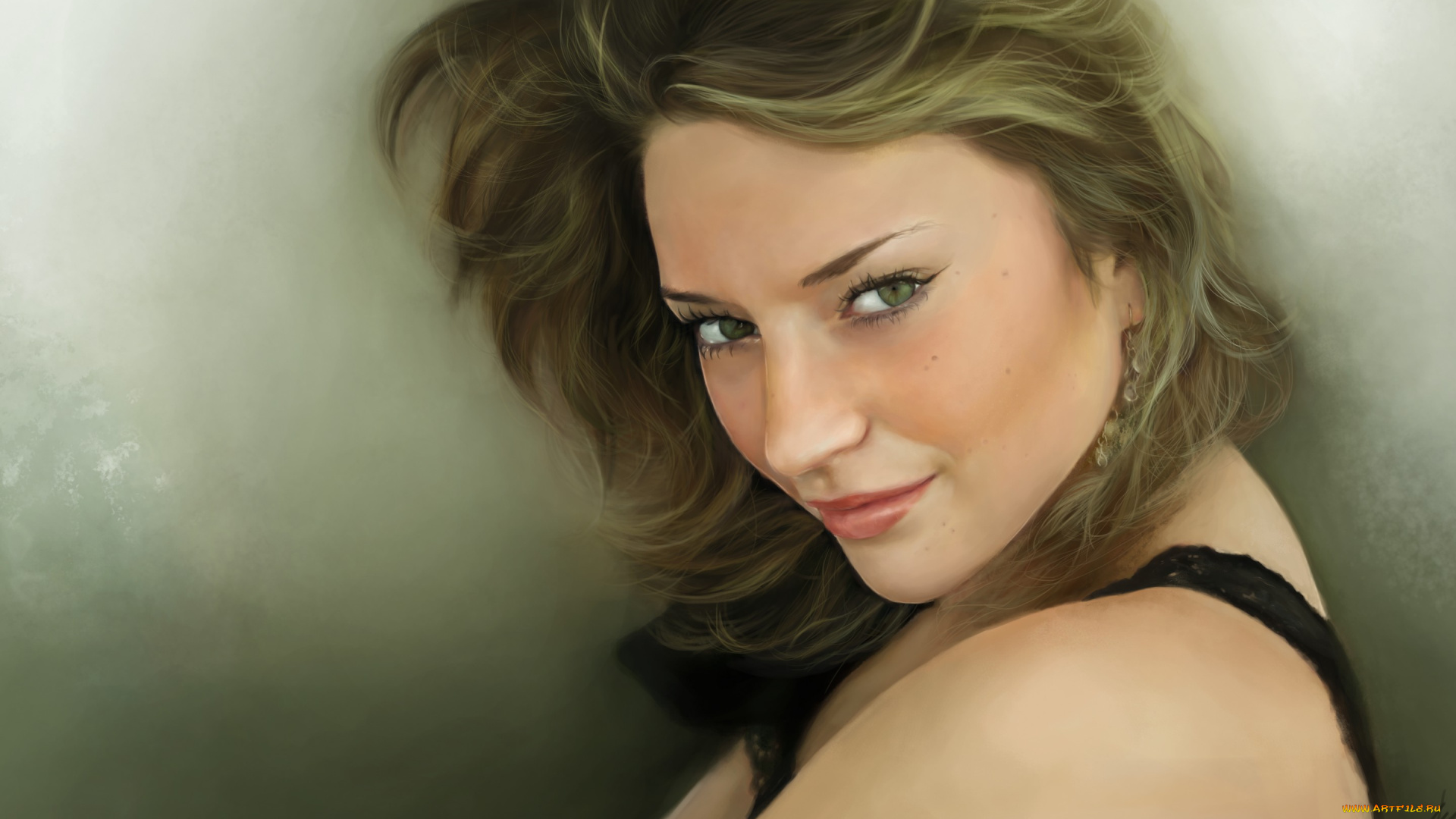 рисованное, люди, девушка, взгляд, портрет