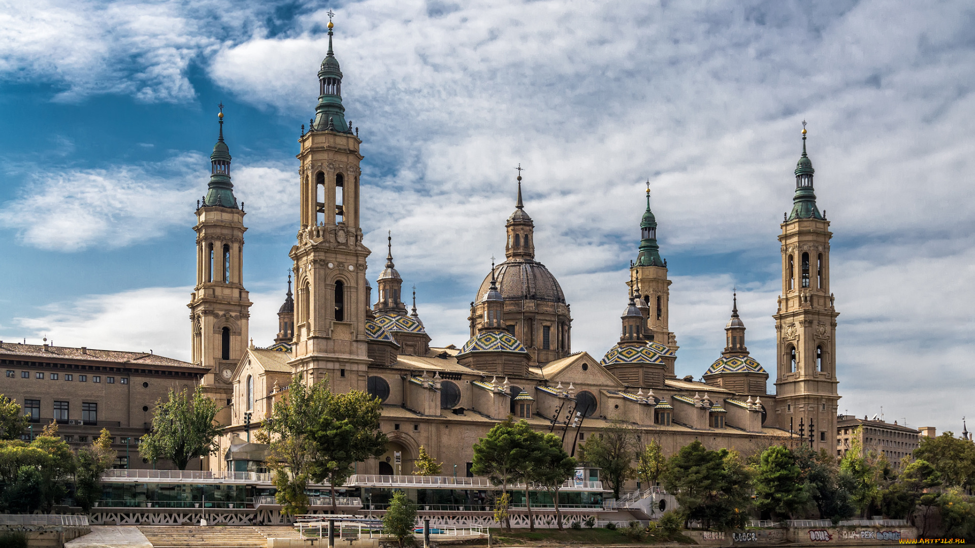 zaragoza, города, -, католические, соборы, , костелы, , аббатства, собор, река