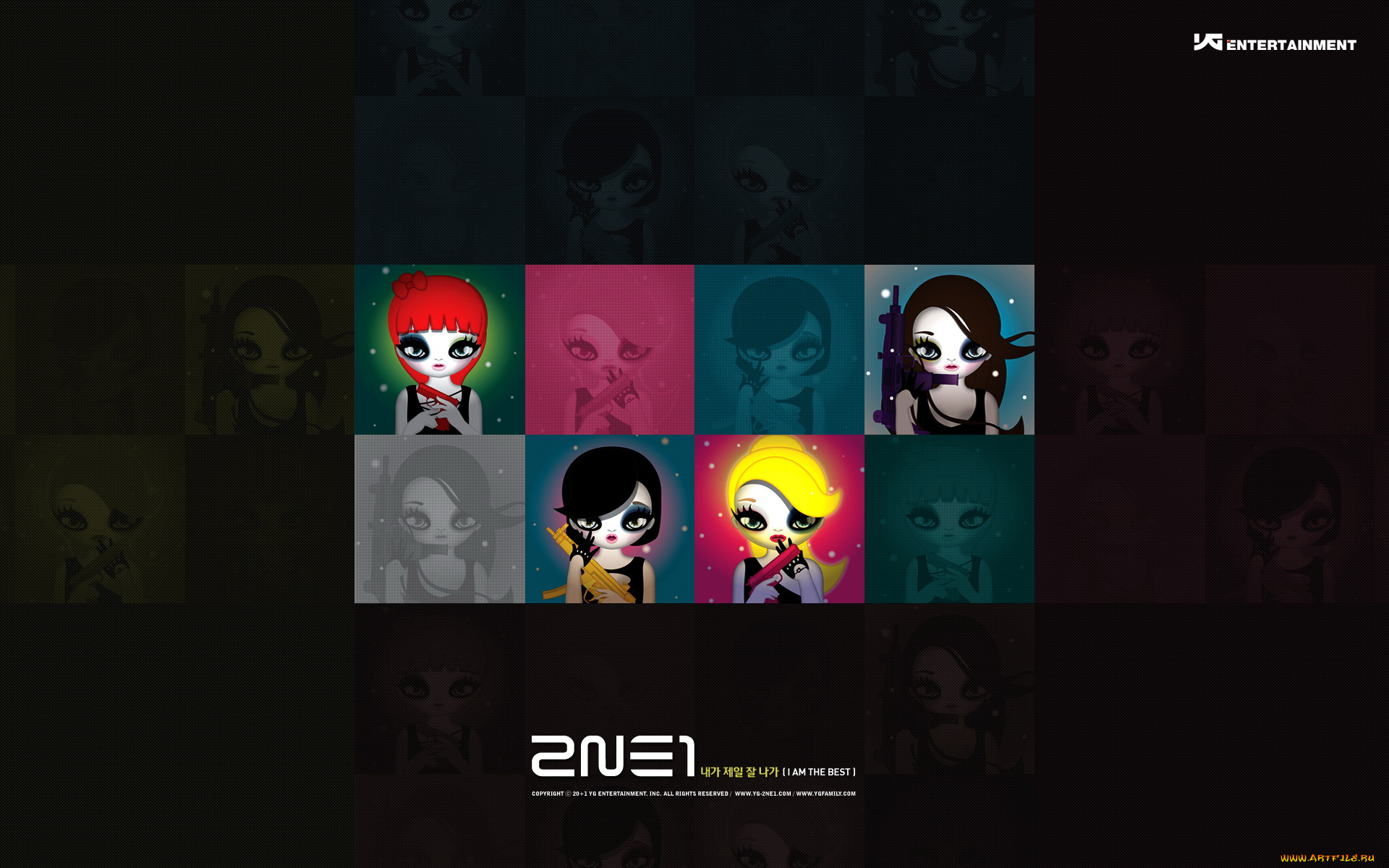 музыка, 2ne1, шарж