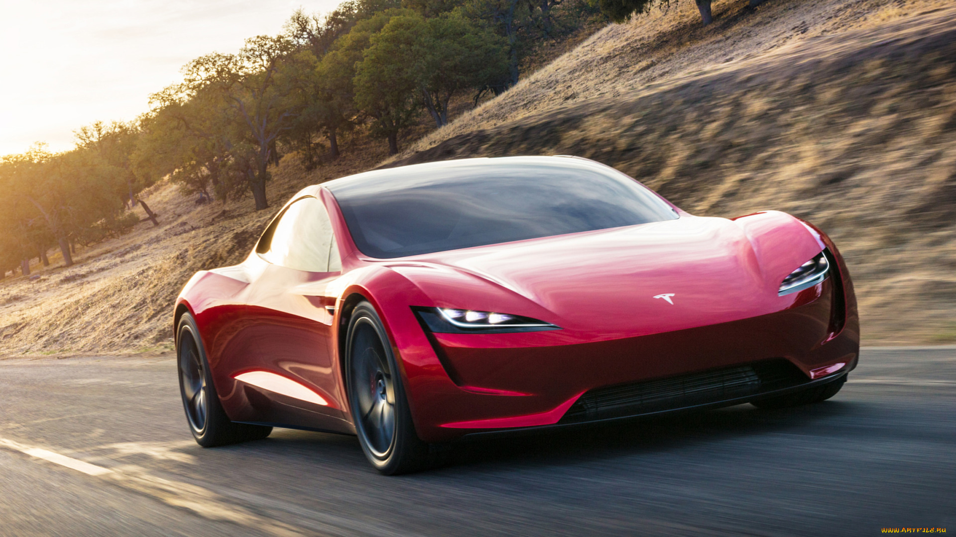 tesla, roadster, 2019, автомобили, tesla, 2019, roadster, красный