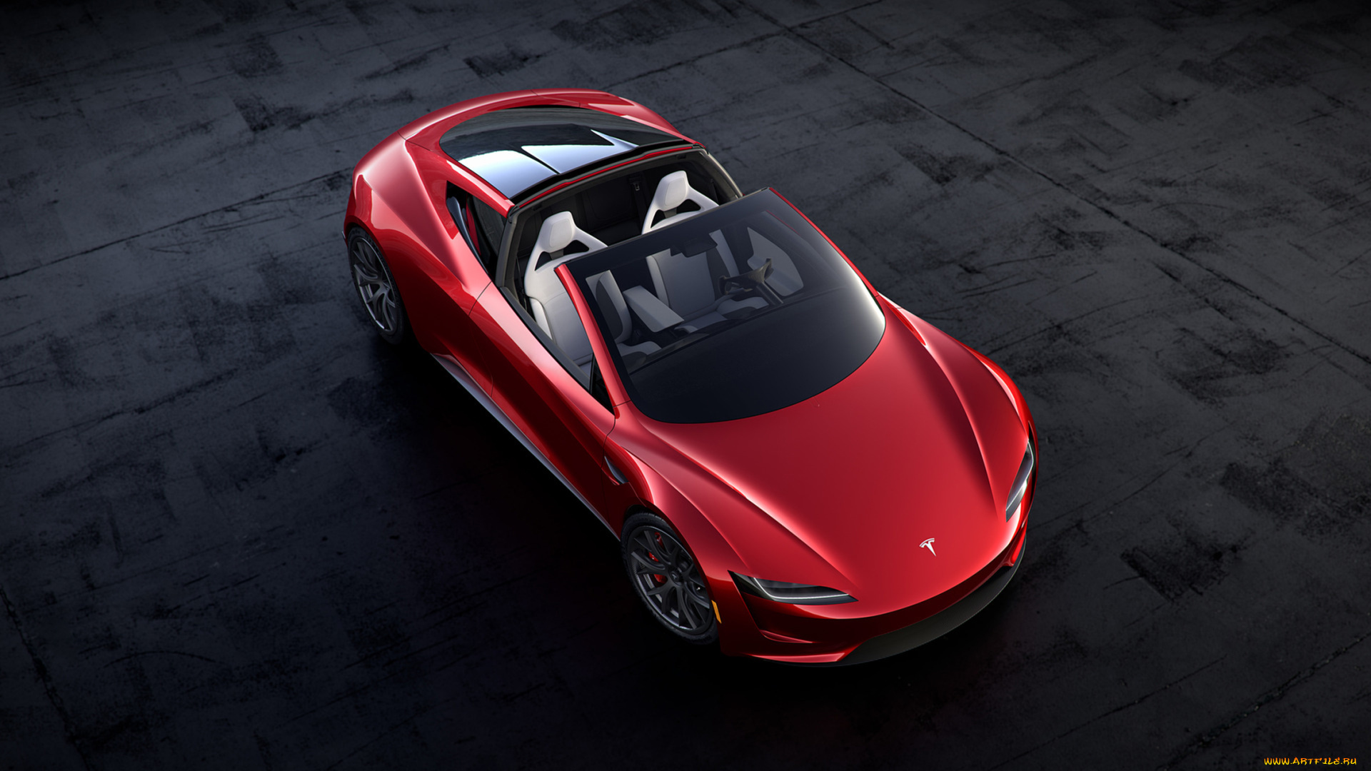 tesla, roadster, 2019, автомобили, tesla, roadster, 2019, красный