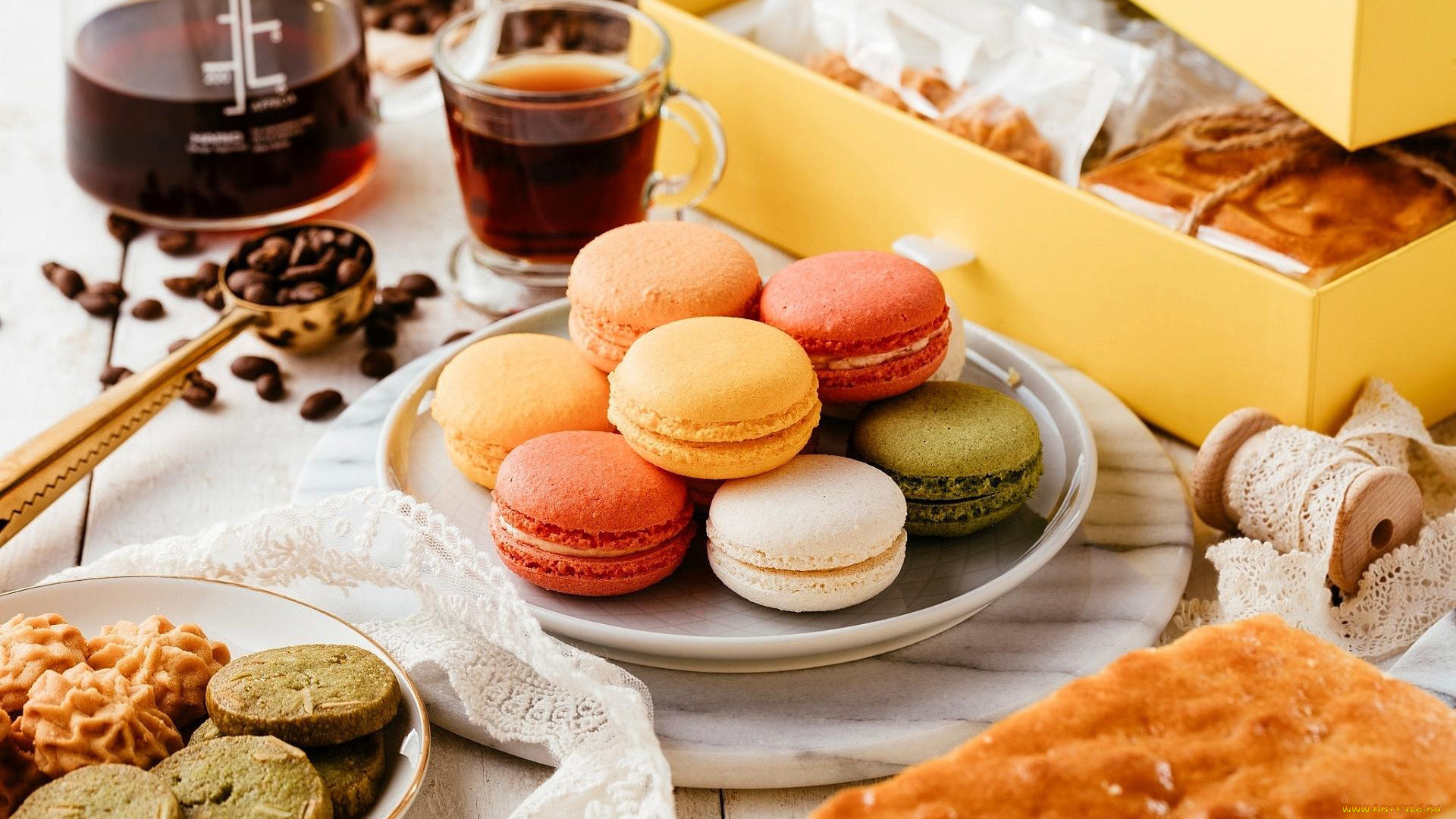 еда, макаруны, лакомство, печенье