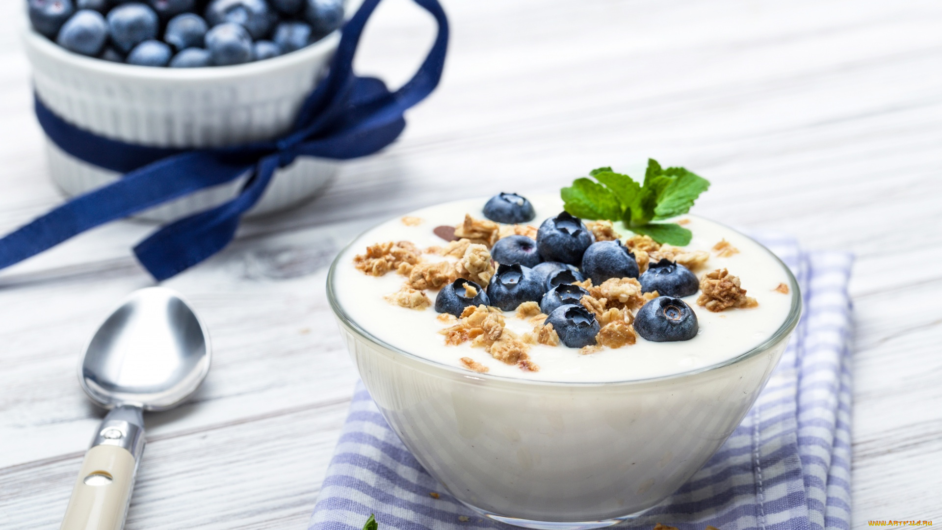 еда, мороженое, , десерты, йогурт, черника, мята