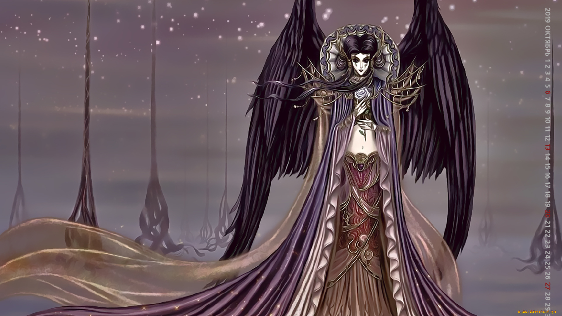 календари, фэнтези, 2019, девушка, calendar, крылья