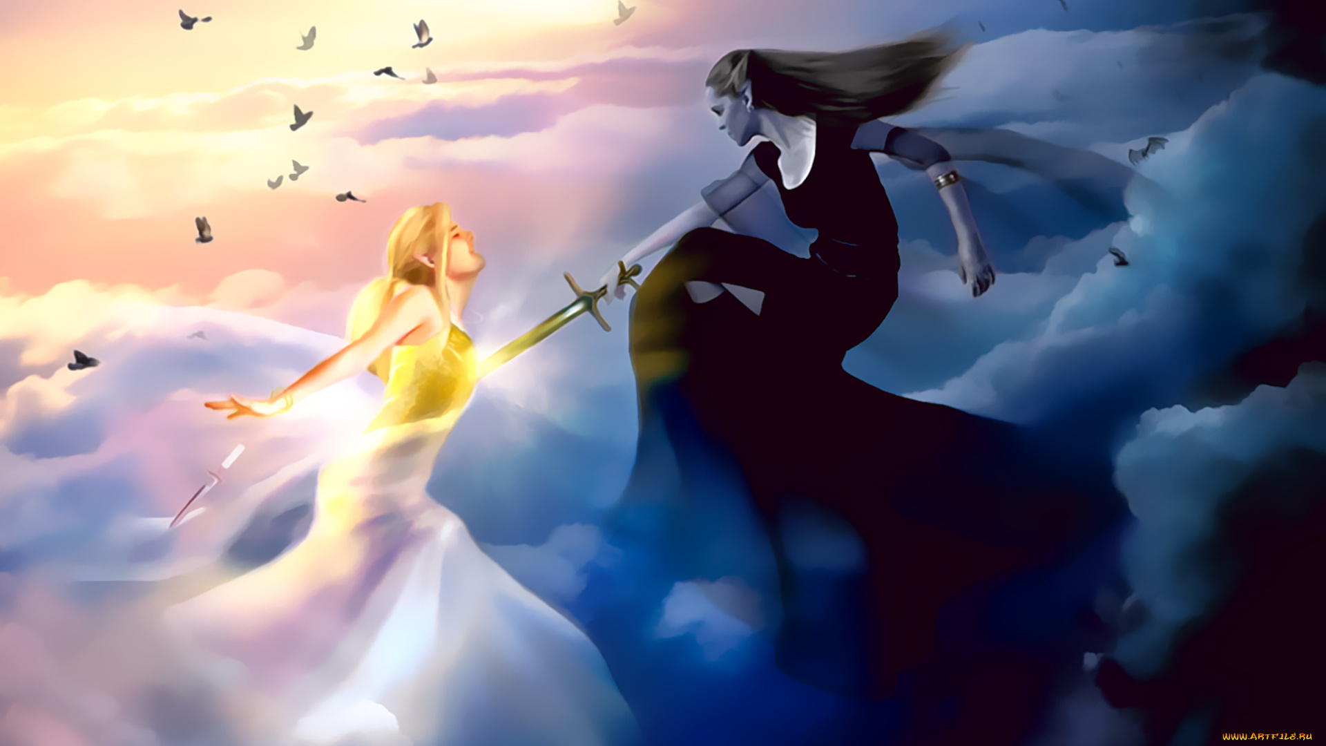 календари, фэнтези, оружие, убийство, calendar, 2019, девушка, небо, облако