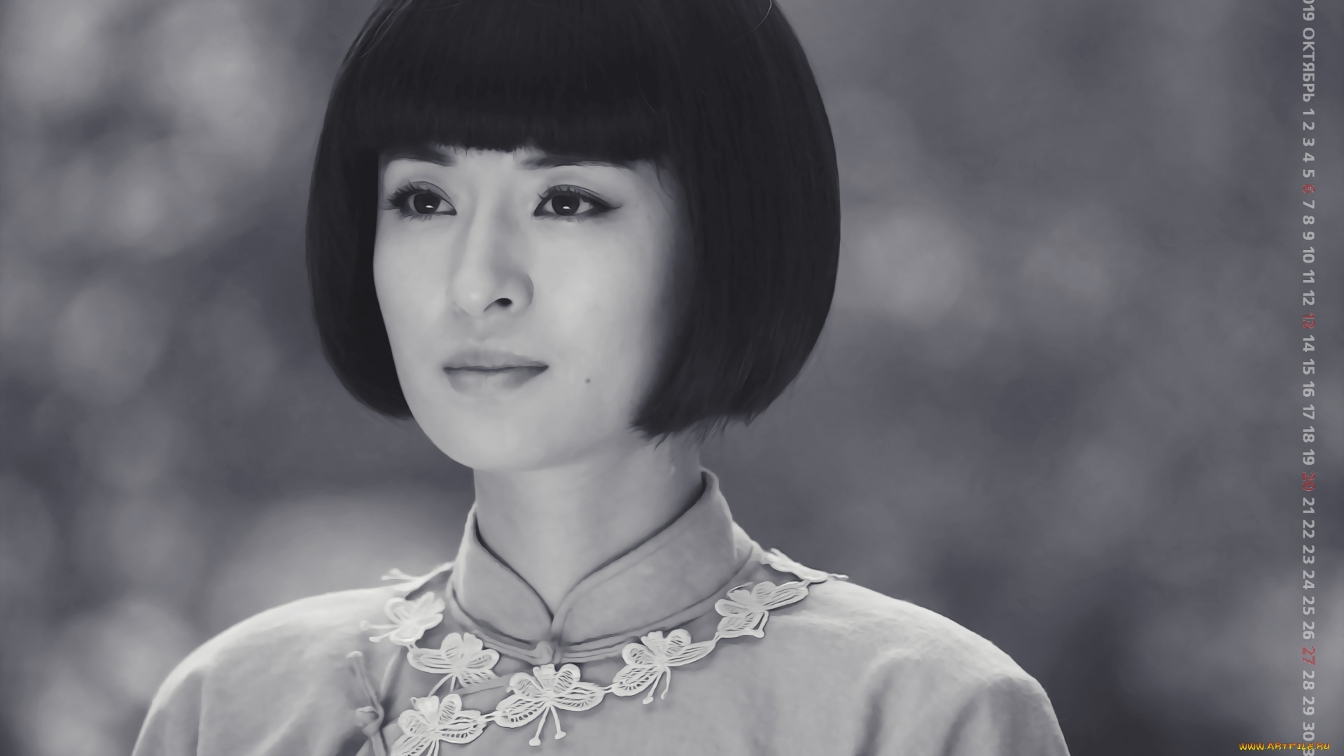 календари, компьютерный, дизайн, лицо, азиатка, девушка, женщина, calendar, 2019