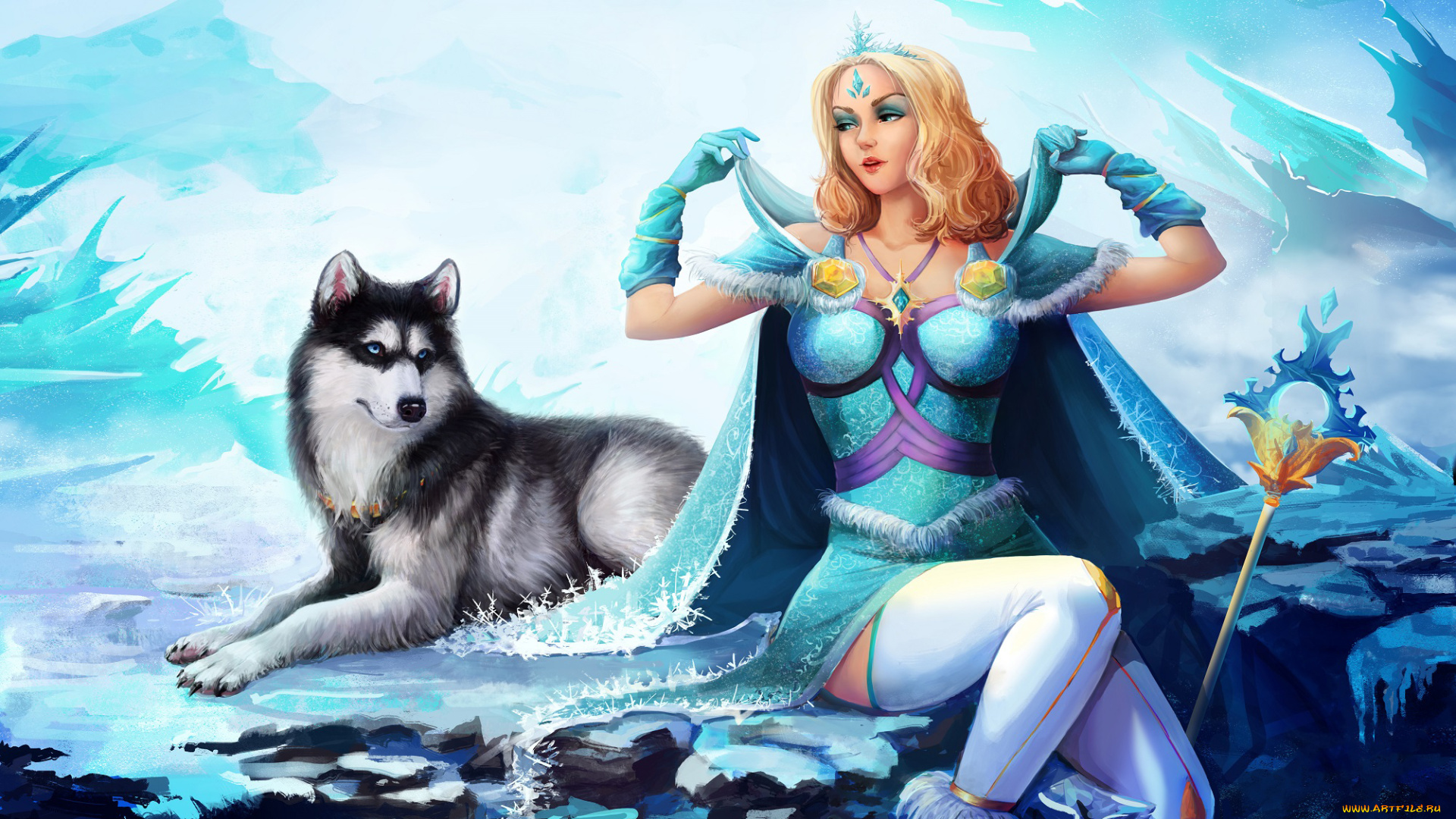 видео, игры, dota, 2, платье, фон, собака, девушка