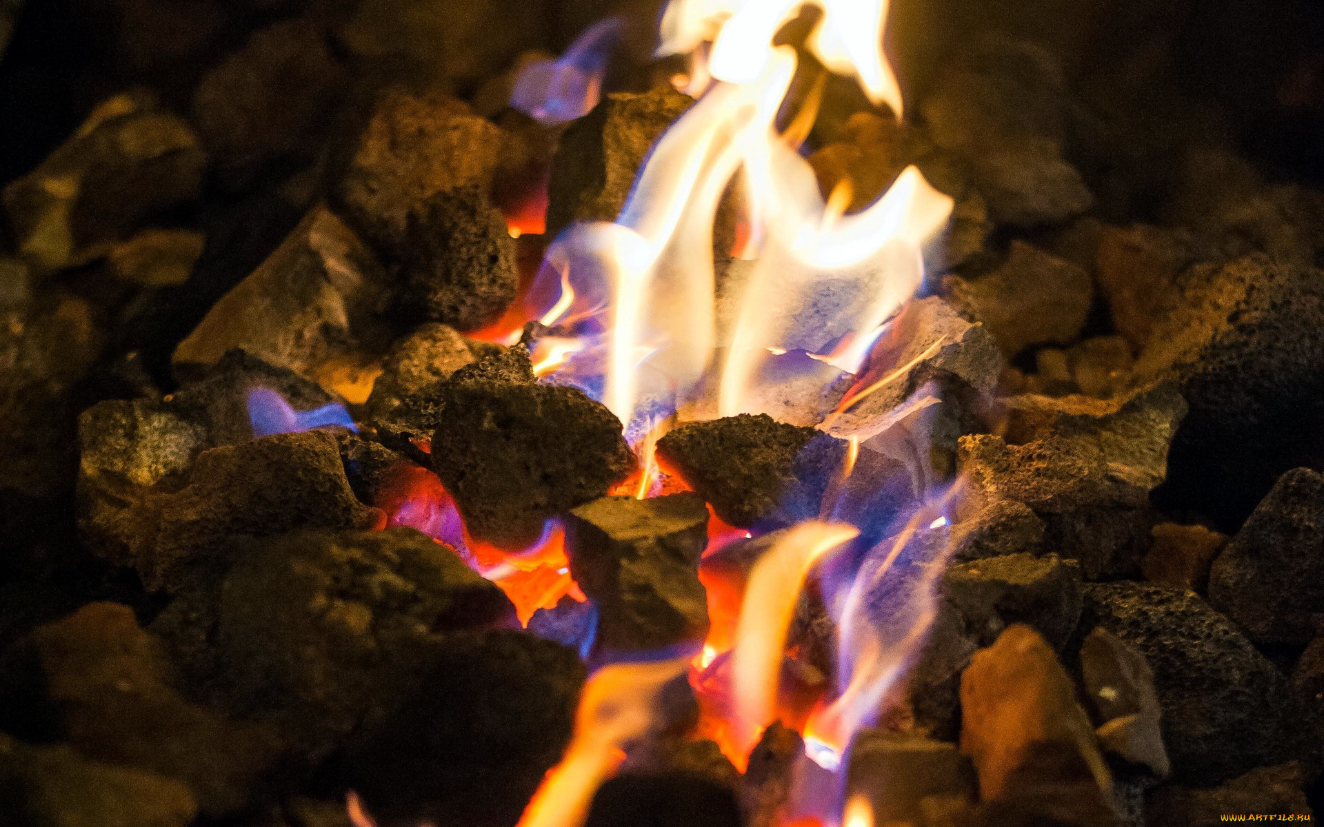 природа, огонь, поленья, пламя, костер