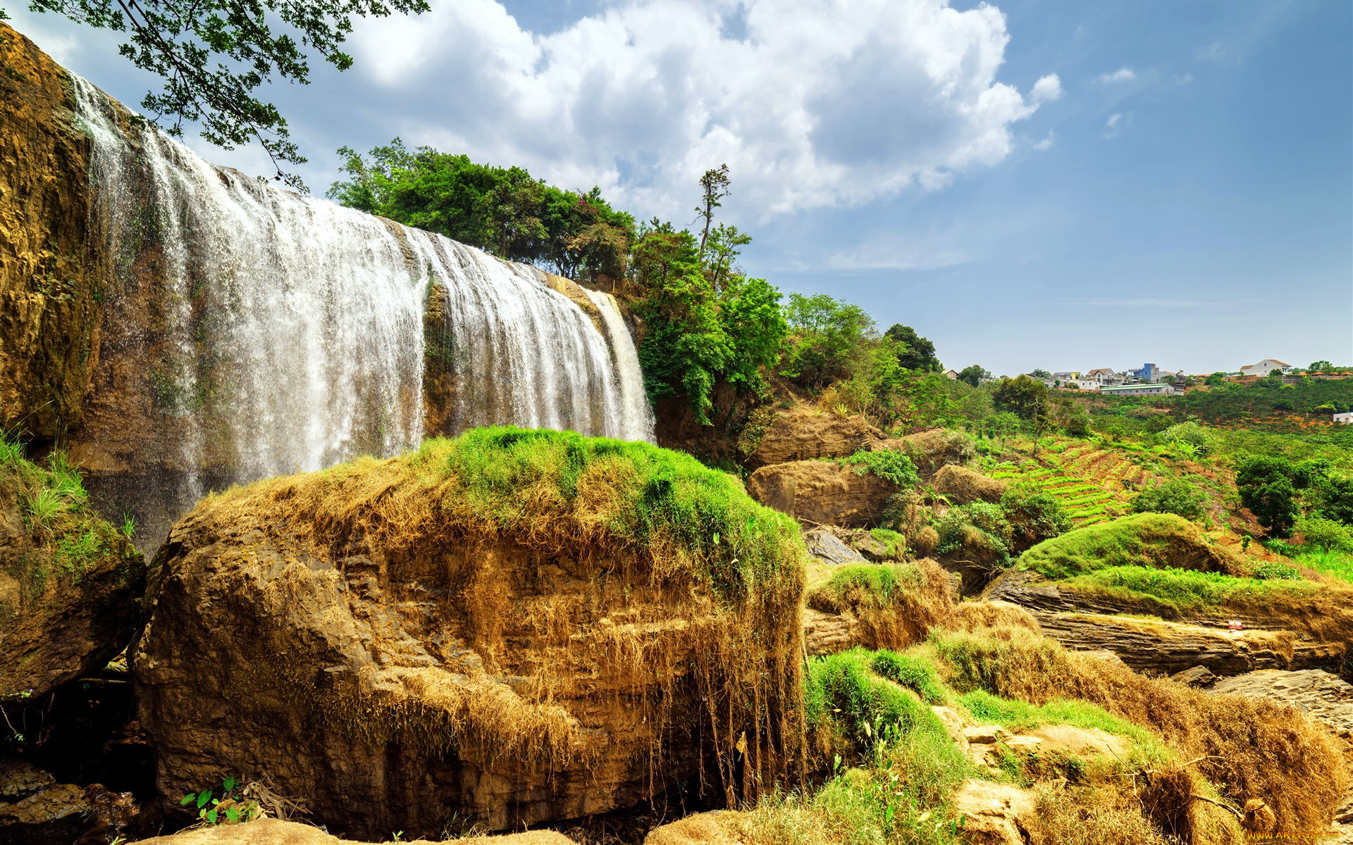 природа, водопады, поток, водопад, вода