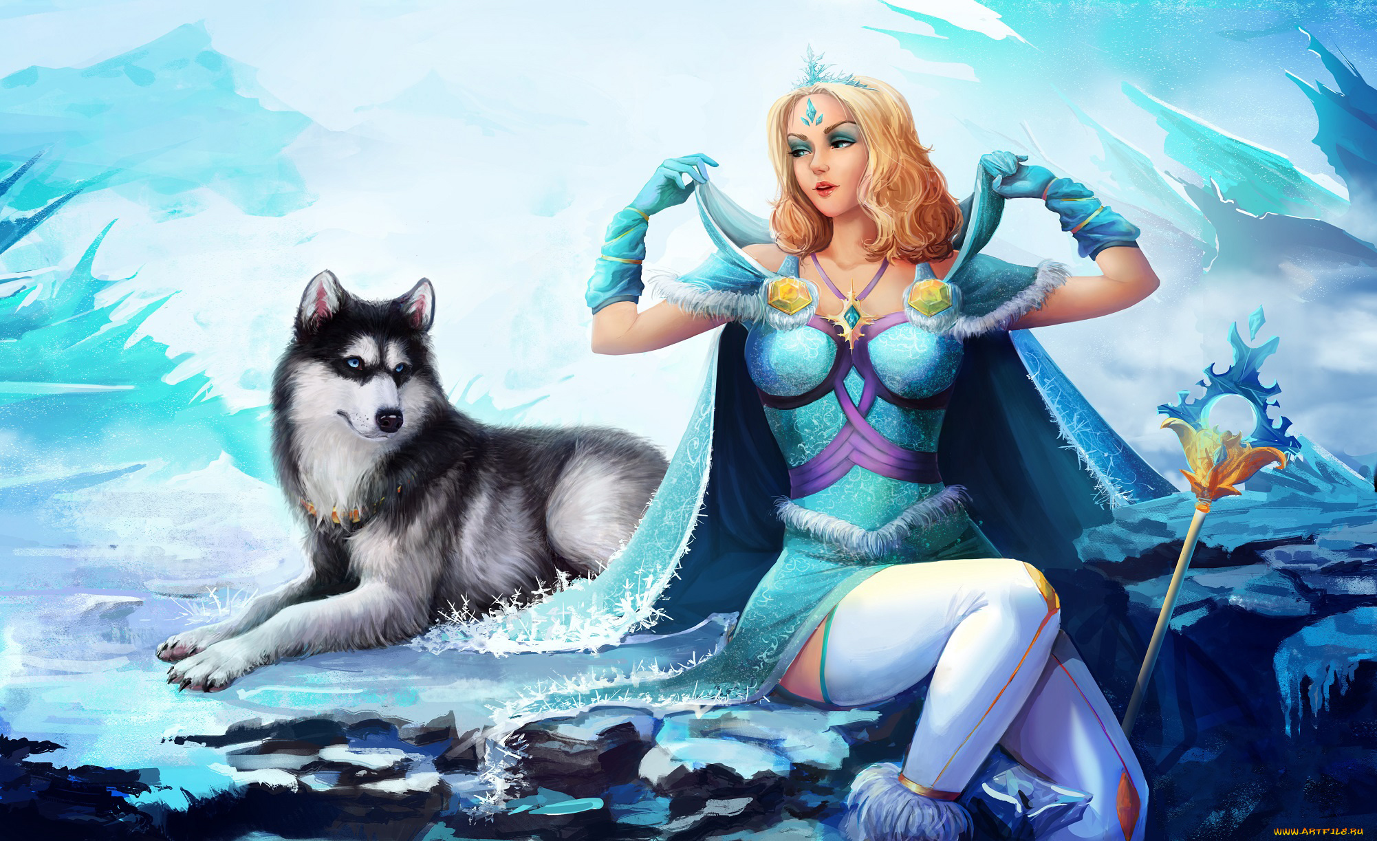 видео, игры, dota, 2, платье, фон, собака, девушка