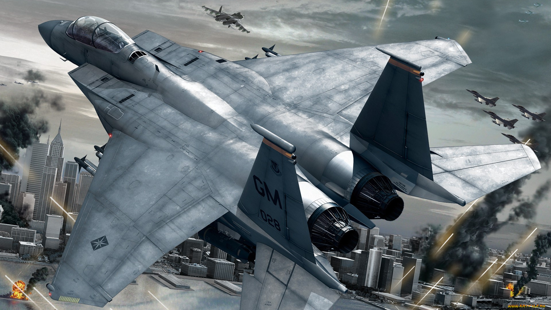 видео, игры, ace, combat, 6, , fires, of, liberation, самолеты, город, война