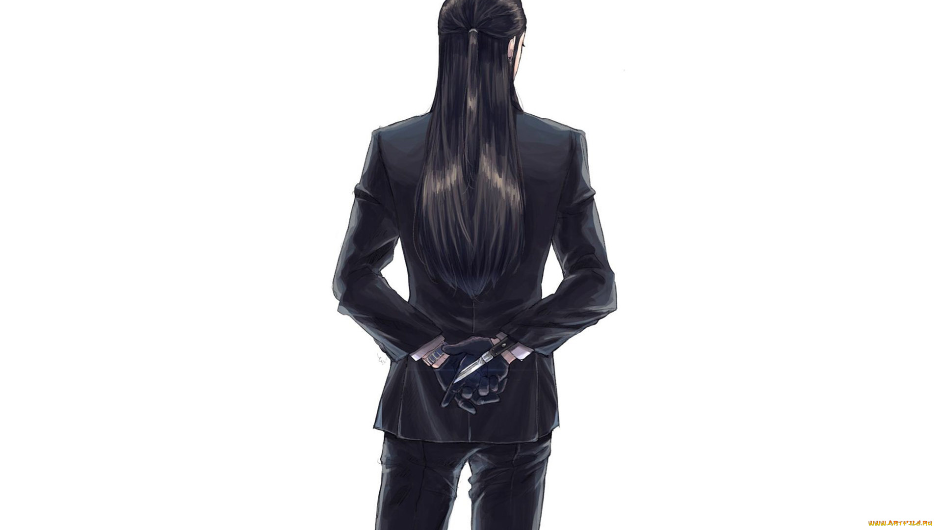 аниме, unknown, , другое, , парень, волосы, костюм, перчатки, нож