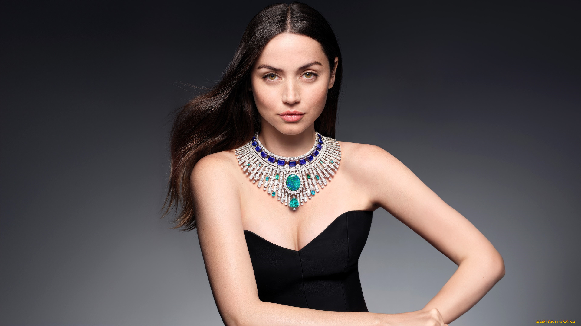 девушки, ana, de, armas, брюнетка, лицо, ожерелье