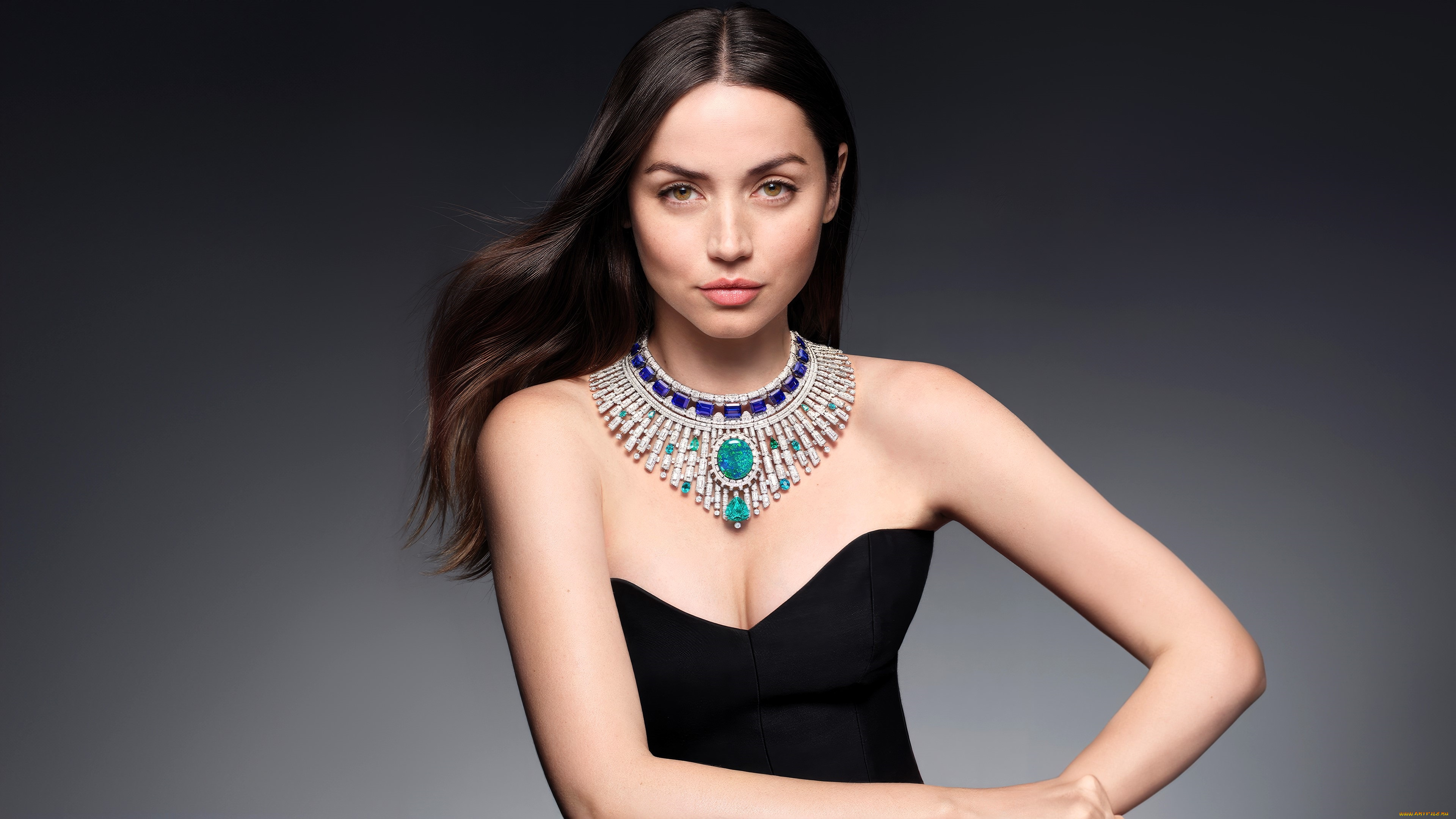 девушки, ana, de, armas, брюнетка, лицо, ожерелье