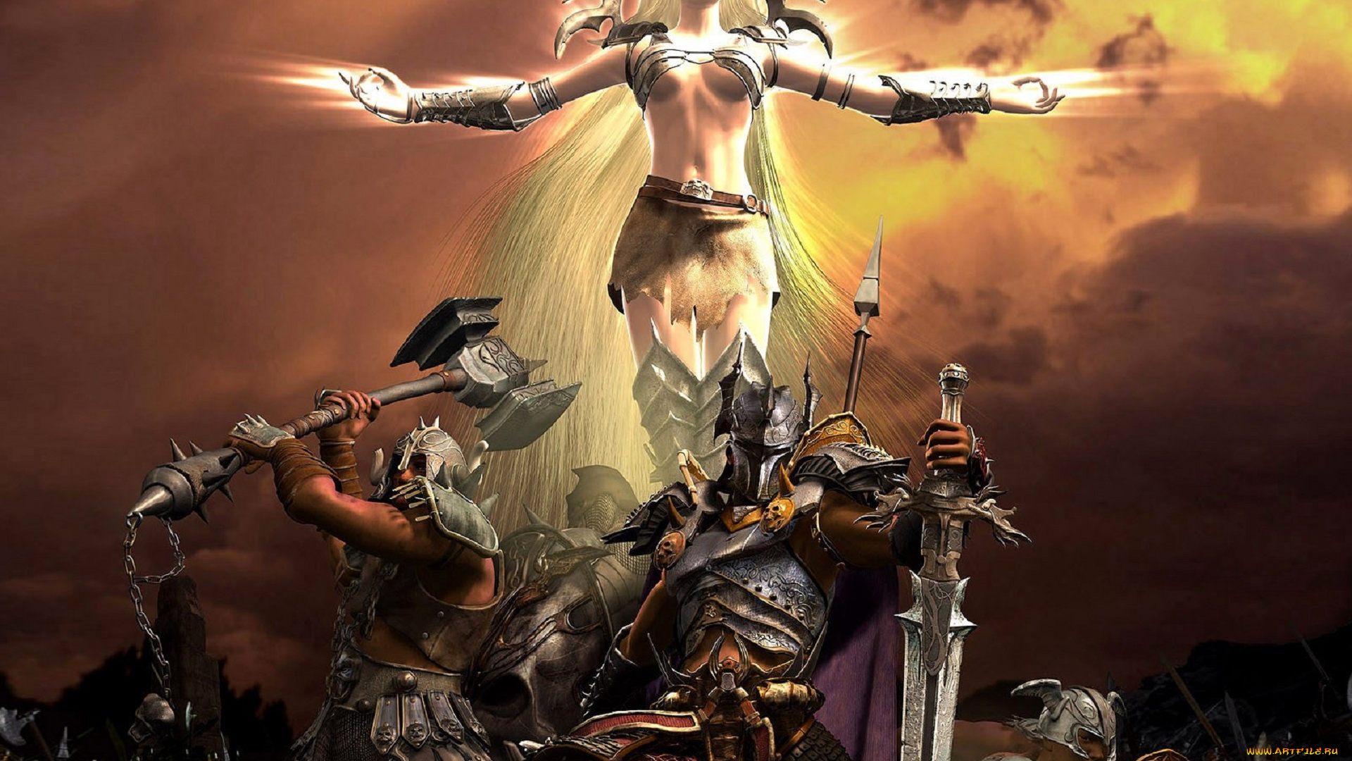 видео, игры, guild, wars, девушка, магия, воины