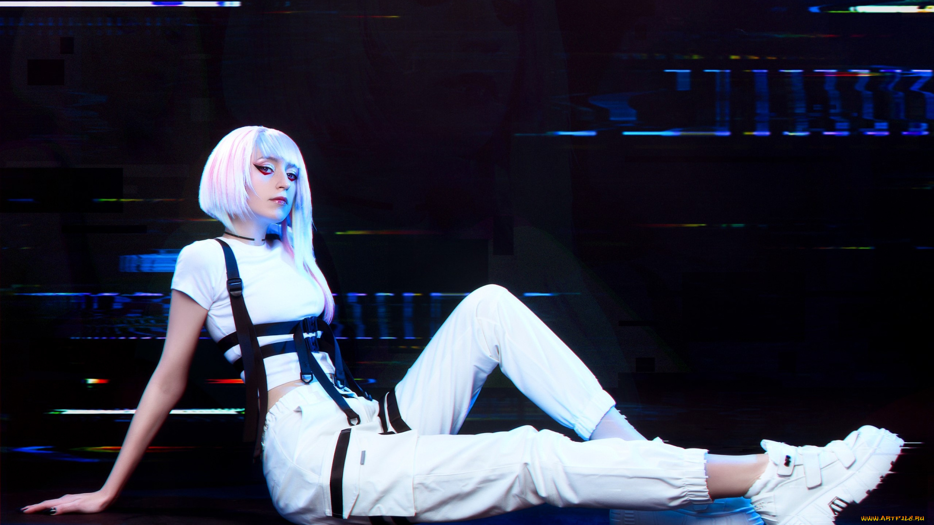 девушки, momo, образ, косплей, наряд, костюм, топ, штаны, кроссовки