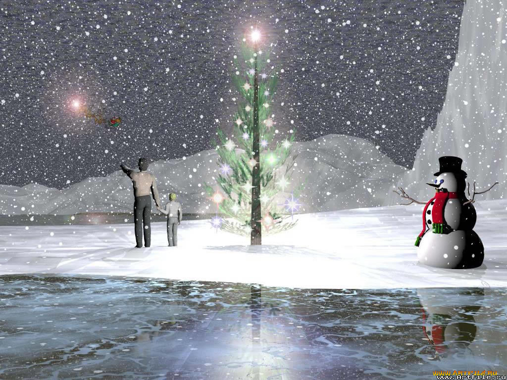 праздничные, 3д, графика, новый, год