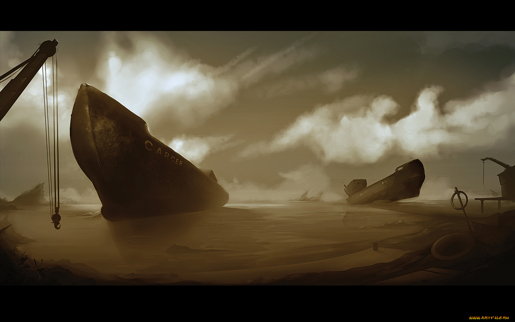 корабли, рисованные