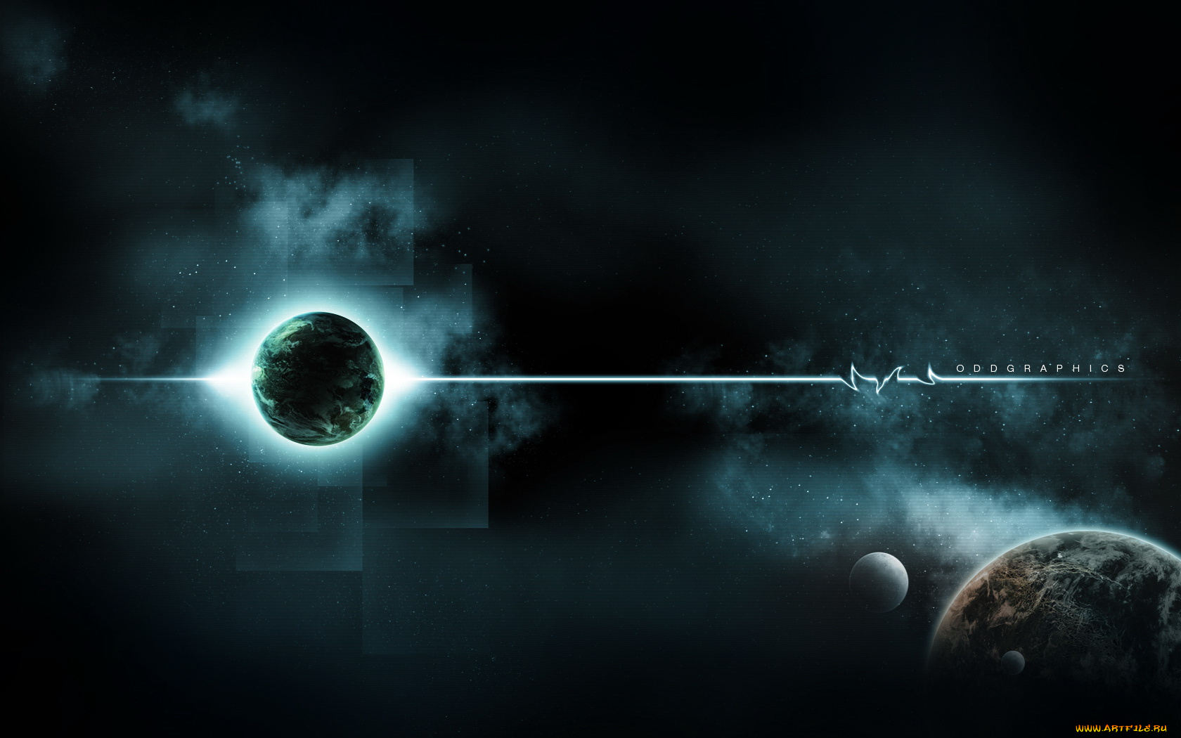 космос, арт, фон, звёзды, планеты