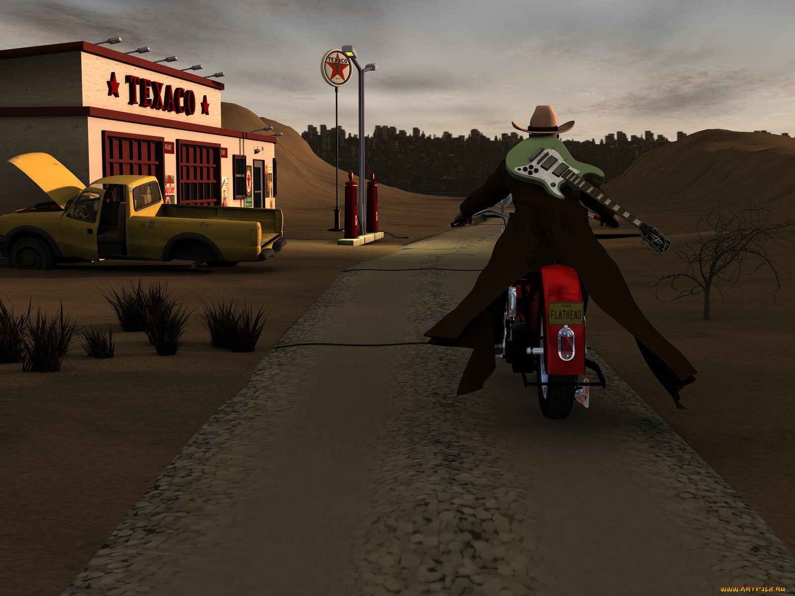 3д, графика, people, люди, мотоцикл, дорога